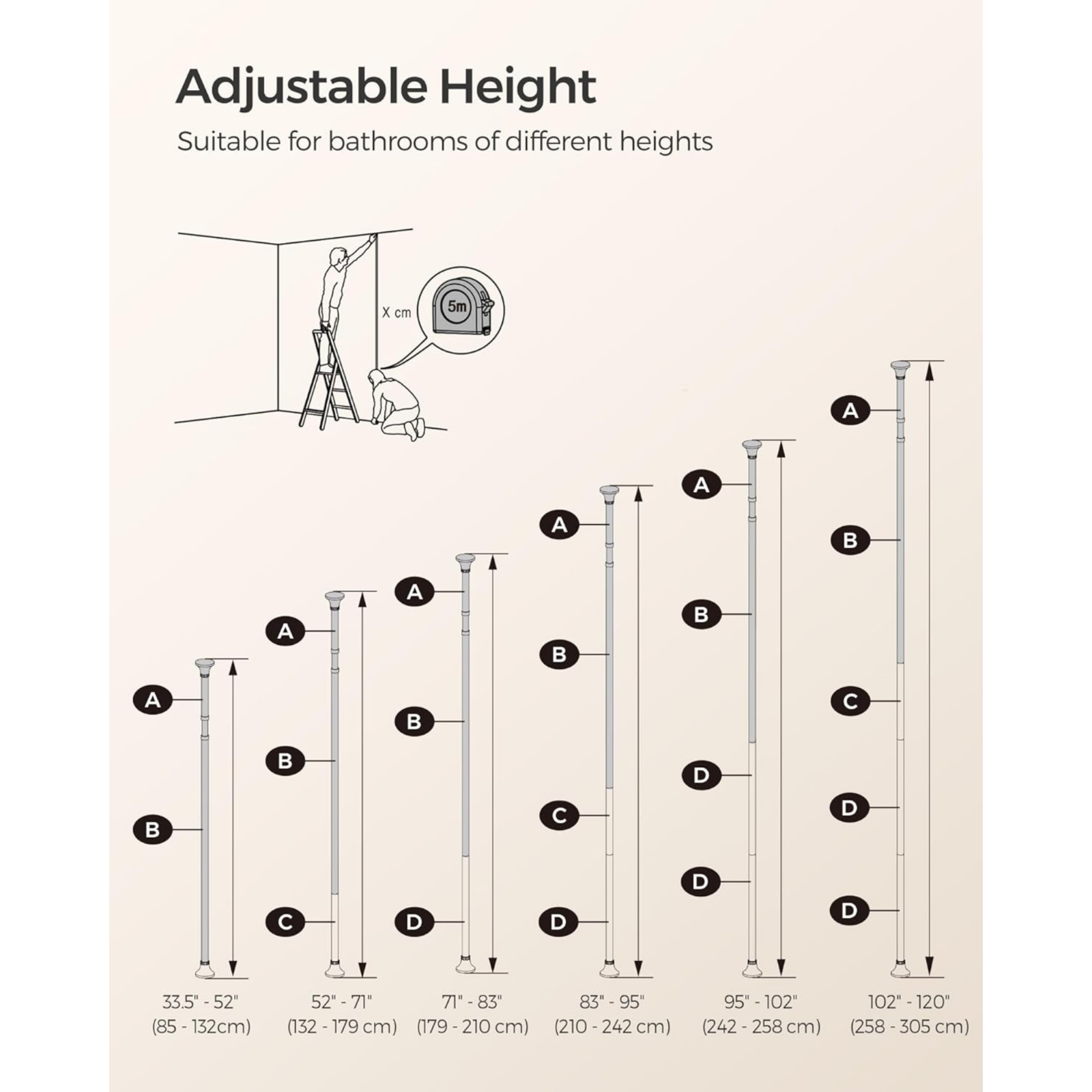 White Adjustable Corner Bathroom Shelf Shower Caddy Storage Telescopic Pole Unit