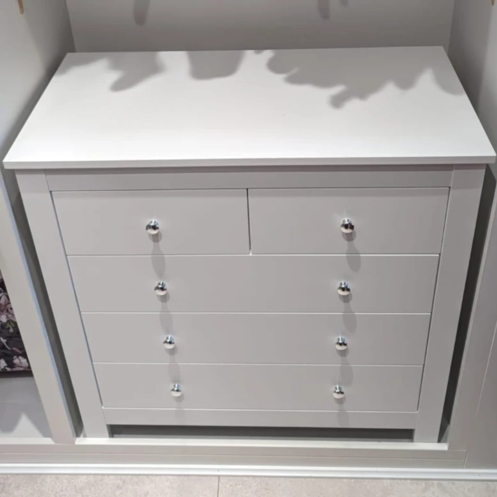 Modern Chest Of Drawers for Bedroom 5 Drawer Dresser Storage Unit White Cabinet
