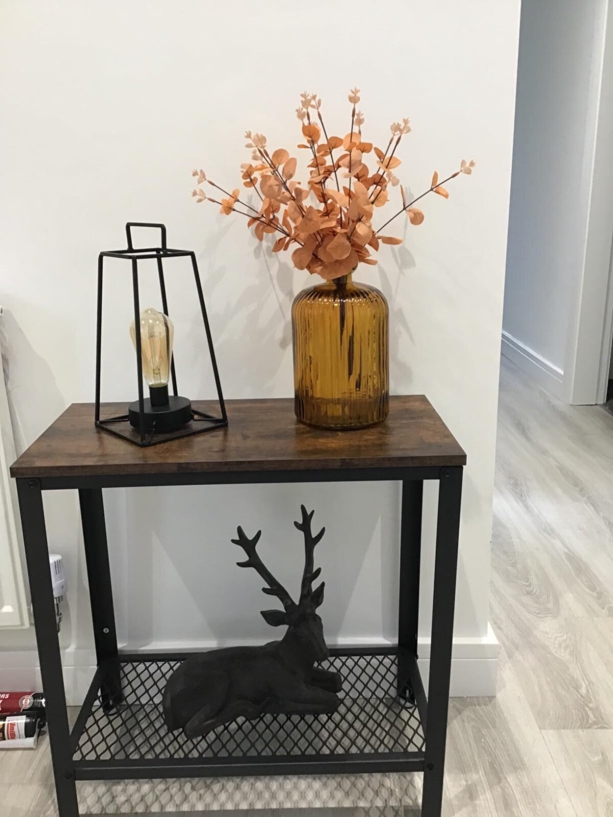 Vintage Side Table Modern Sofa Coffee Table Stand Living Room Rustic Wood Finish