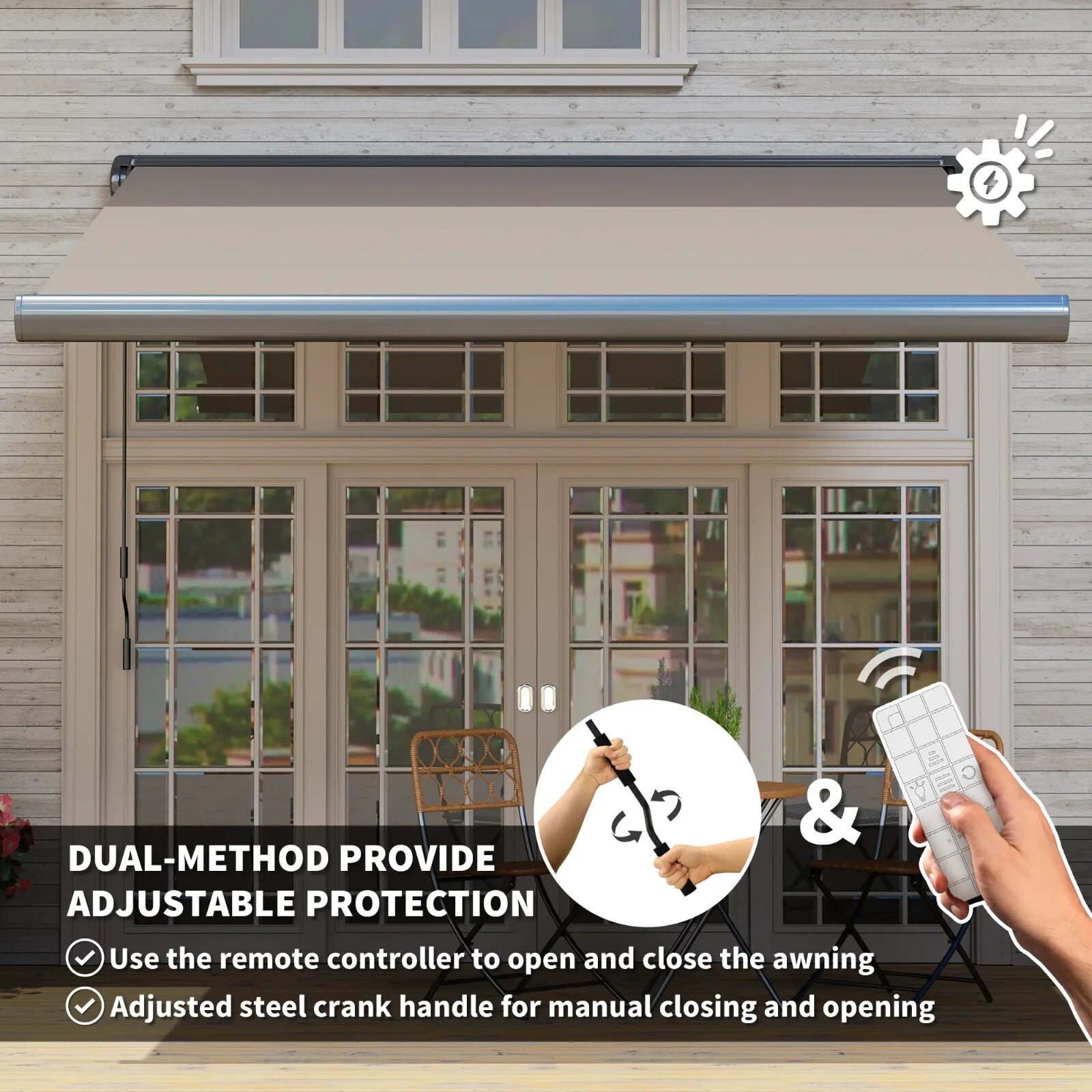 3 x 2.5m Electric Retractable Awning with Remote Aluminium Frame UV50 Sun Canopy