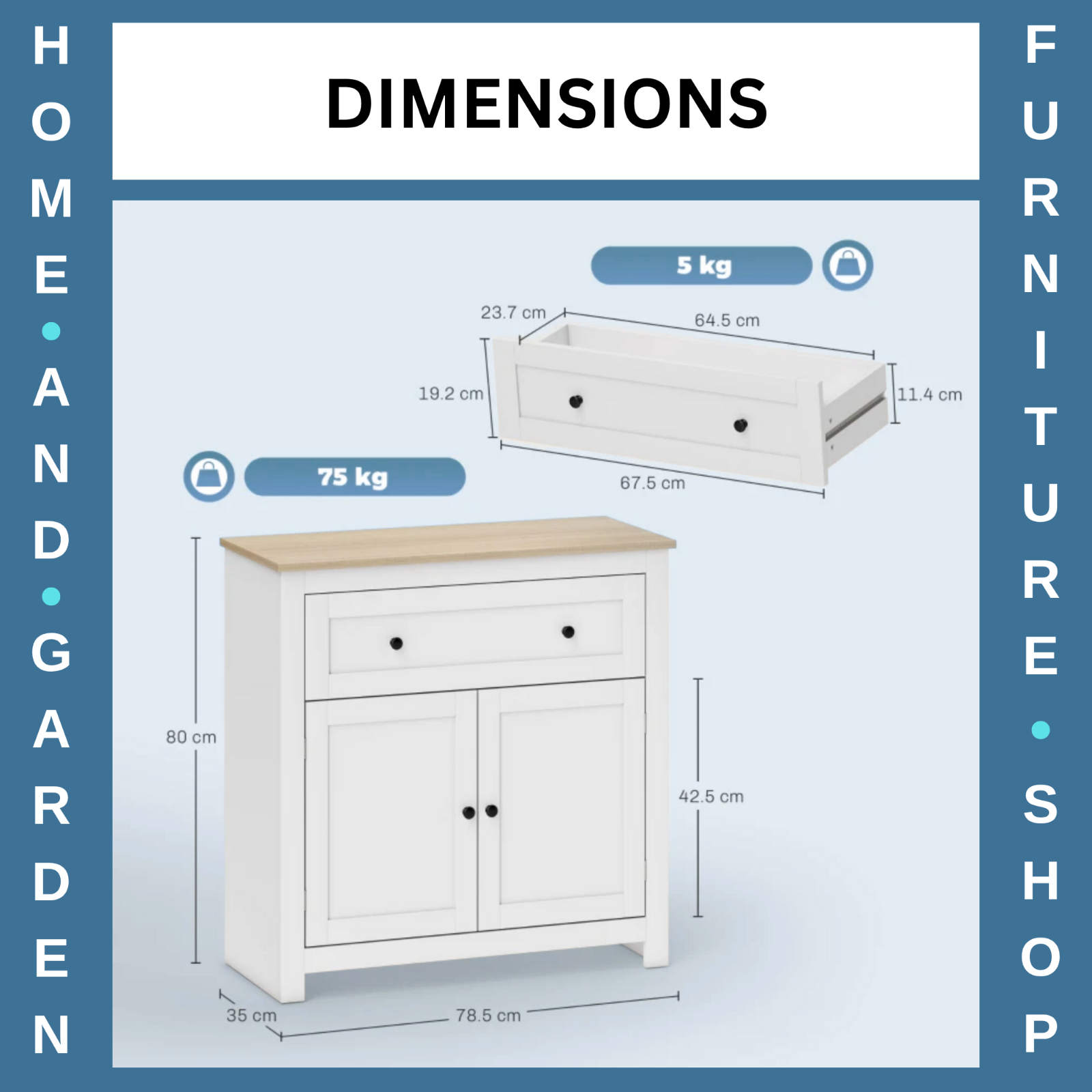 Sideboard Storage Cabinet with Adjustable Shelf Drawer White and Oak Brown HGFS