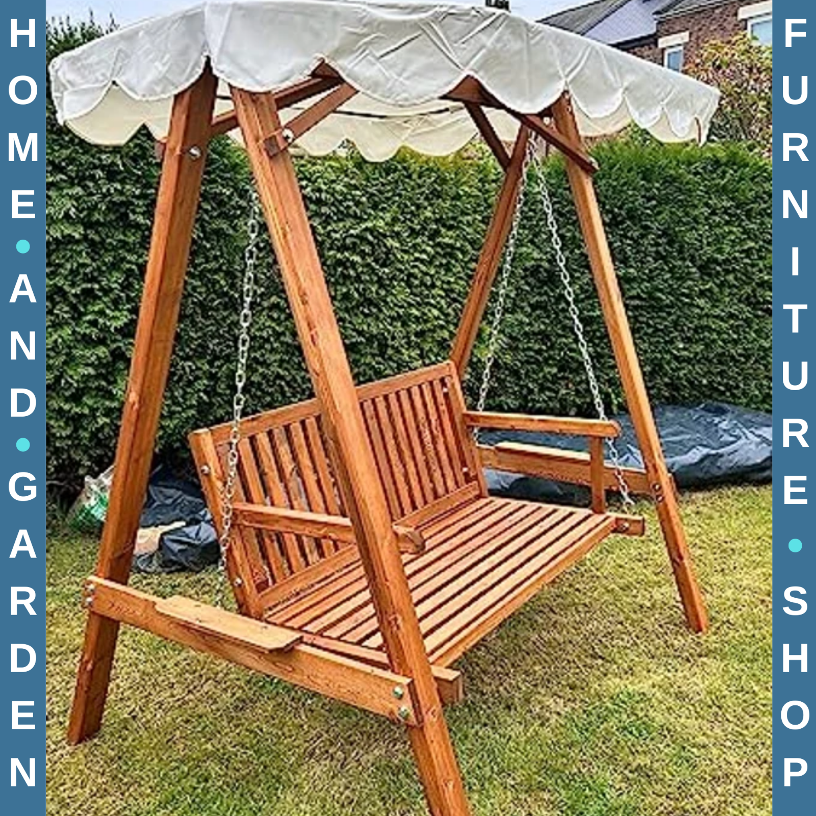 2 Seater Wooden Garden Swing Bench Lounger Outdoor Patio Chair Furniture Brown