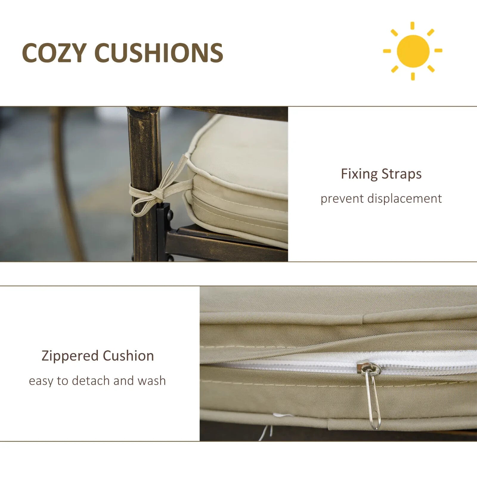 4 Seater Antique Cast Aluminium Garden Dining Set with Cushions and Parasol Hole