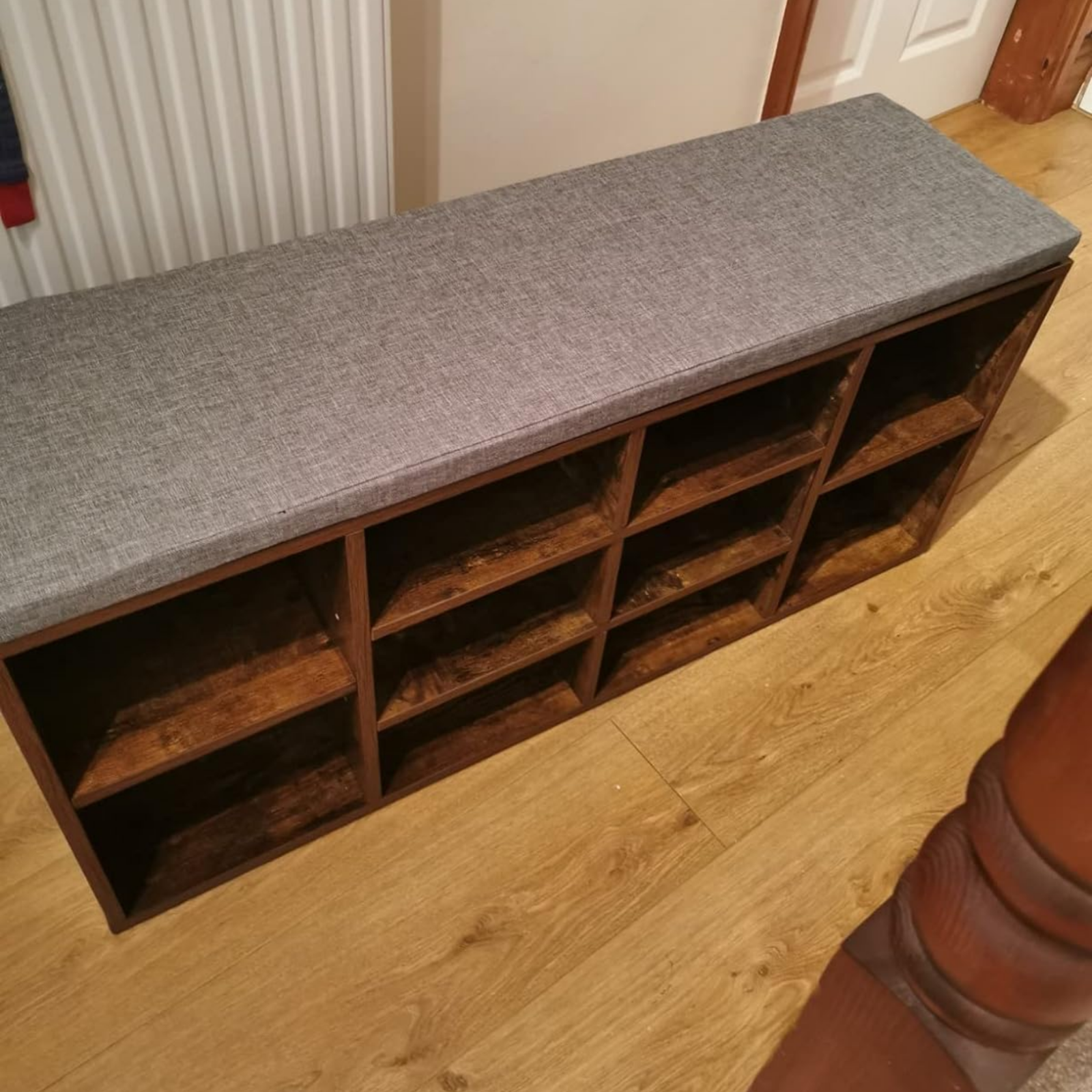 Rustic Brown Shoe Bench Seat Cushion Shoe Rack Storage Cabinet Shelf Organiser