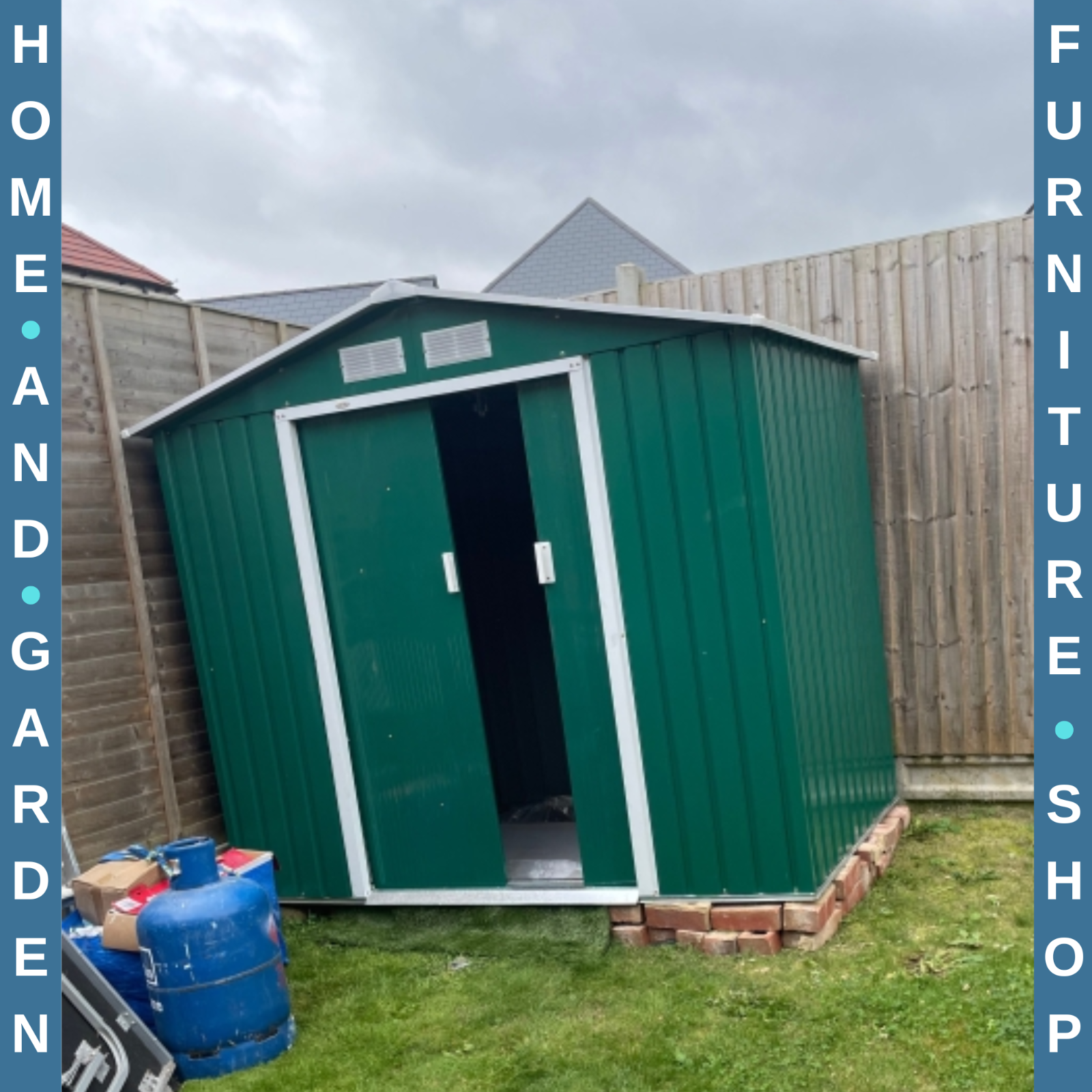 7 x 4ft Metal Garden Shed Storage with Foundation Kit and Vents Green Tool Shed