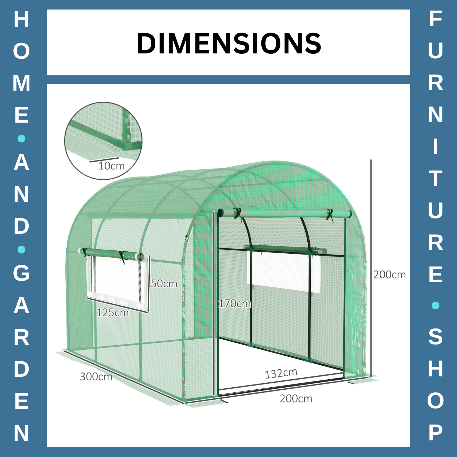Walk In Greenhouse Large Polytunnel Tent Windows Plant Grow House Steel Frame 3m