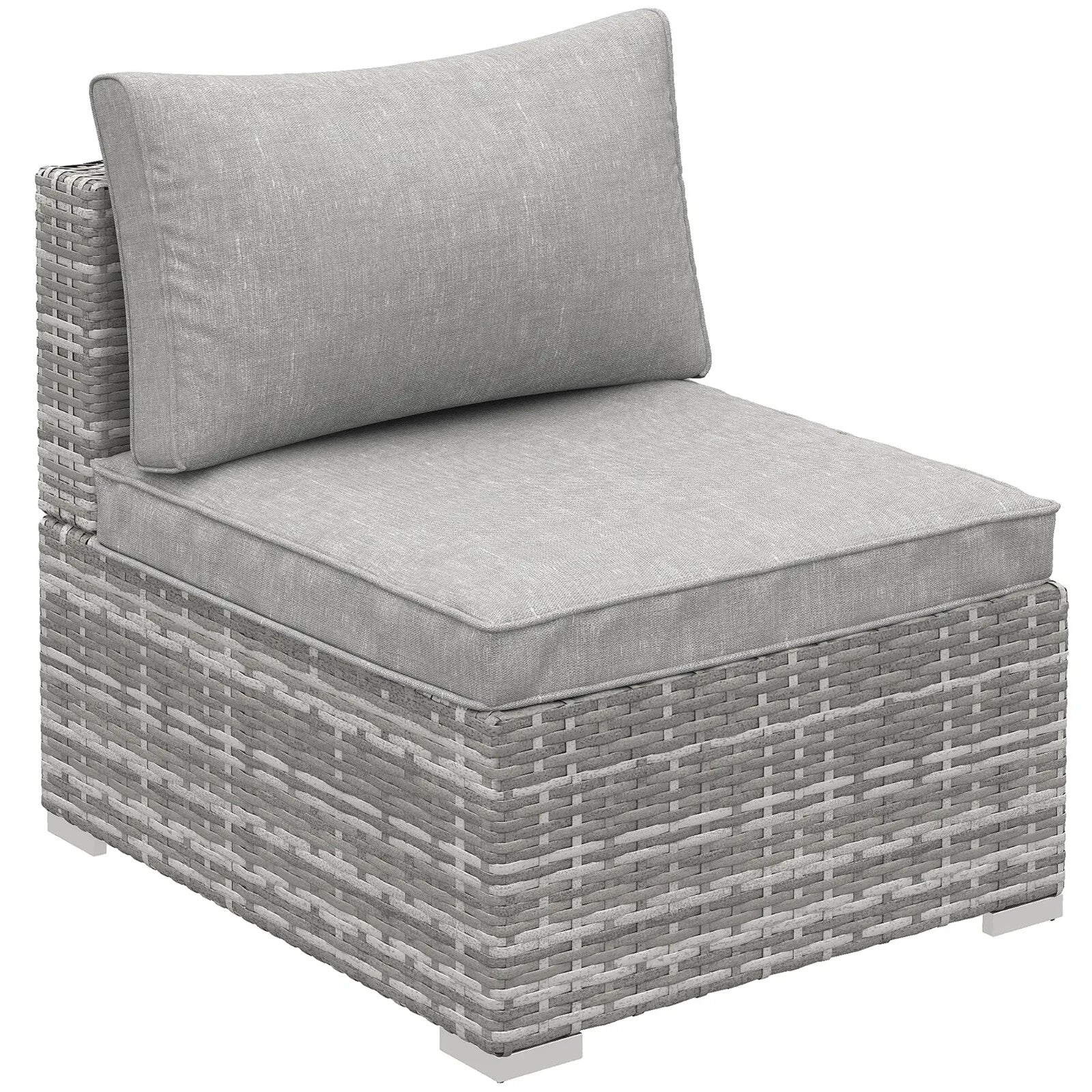 Rattan Garden Armchair – Light Grey Outdoor Single Chair with Cushions Grey