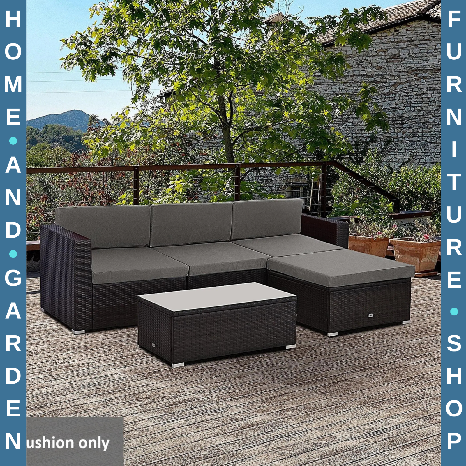 7 Piece Garden Cushion Set for Rattan Furniture Outdoor Patio Replacement Pads