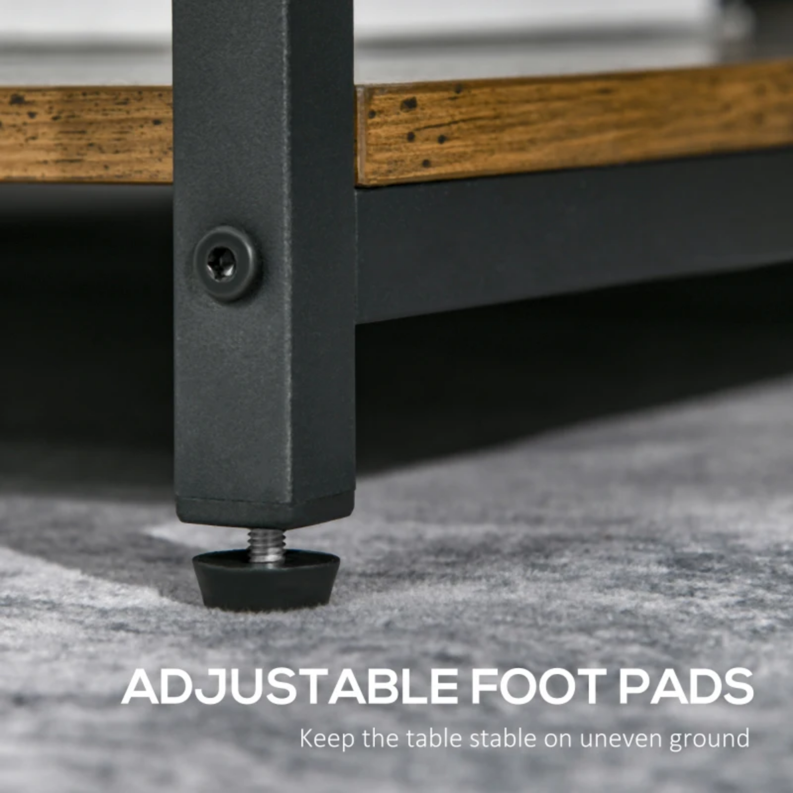 Industrial Square Coffee Table Storage Shelf End Table for Living Room Furniture