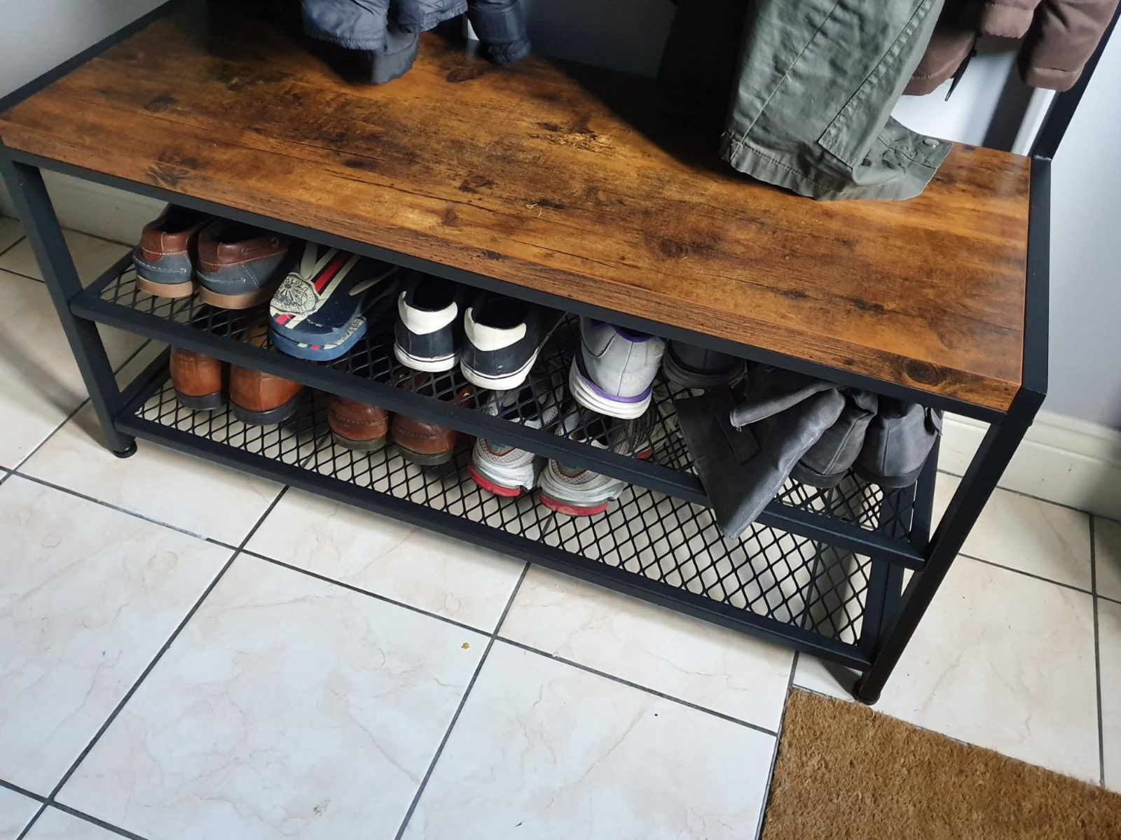 Large Rustic Coat Rack With Seat Entryway Shoe Rack Hall Tree Shoe Bench Shelves