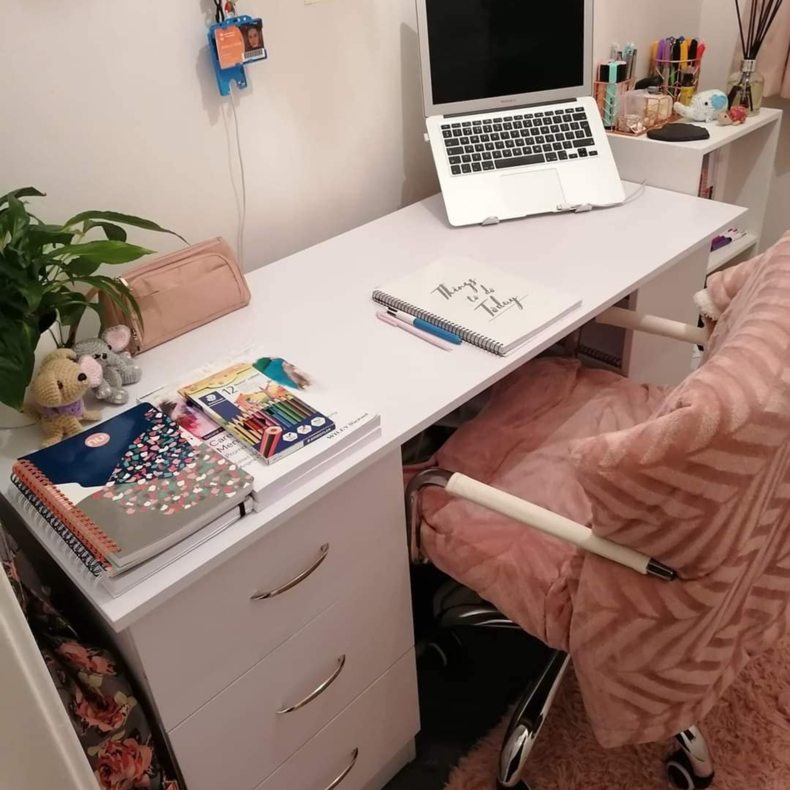 Computer Desk with Drawers Shelves PC Desk Organiser Workstation Writing Table