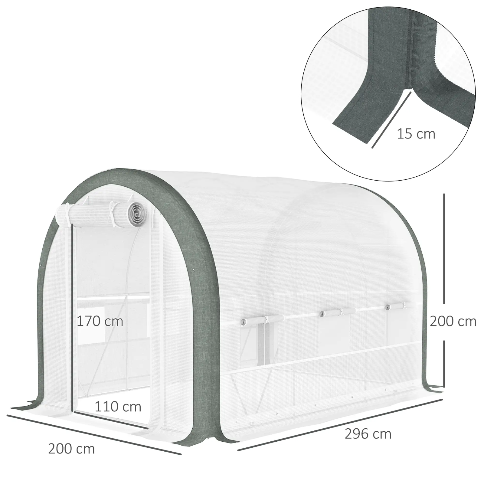 Walk in Tunnel Greenhouse Tent Steel Frame Garden Grow House Mesh Door & Windows