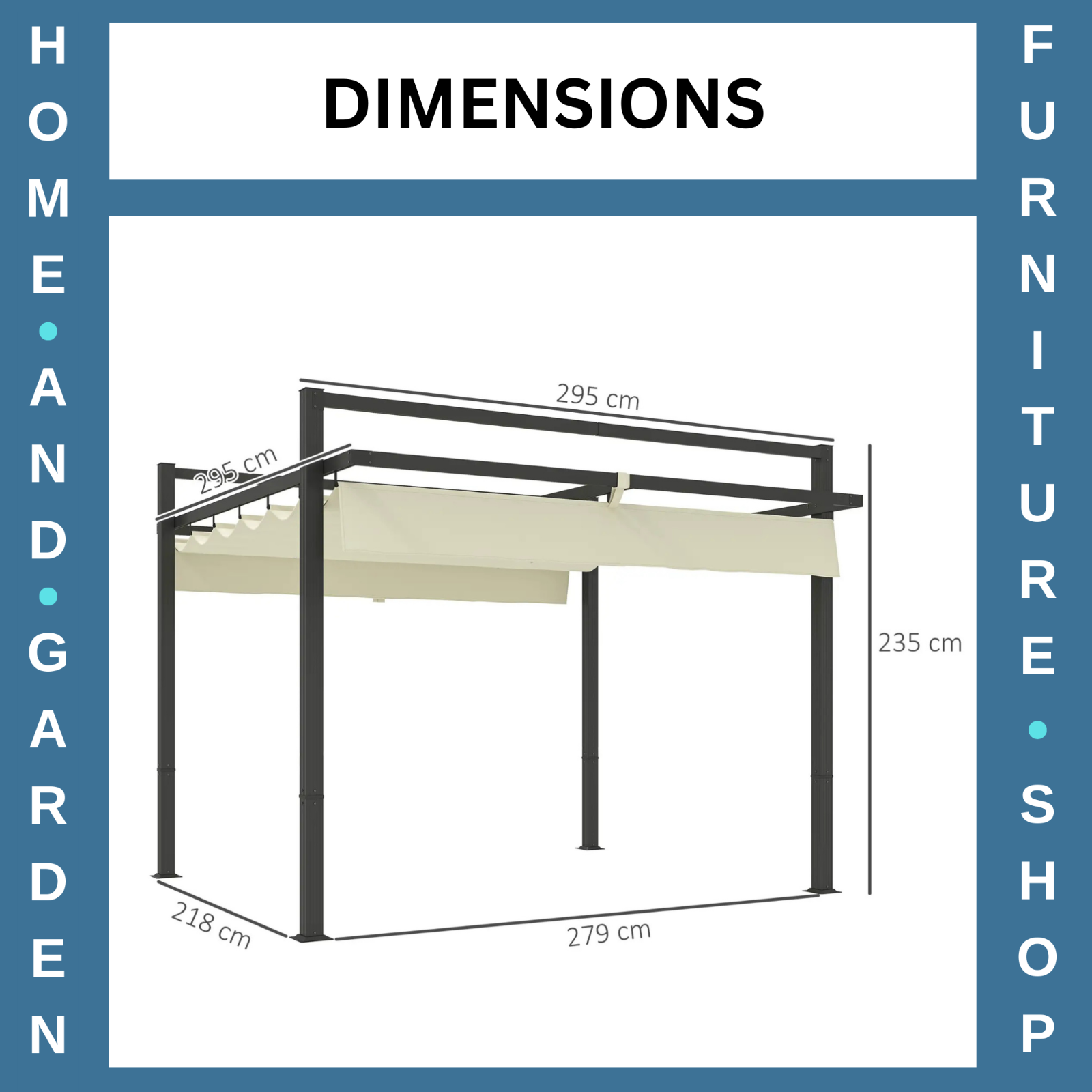 Metal Pergola Gazebo Garden Shelter Heavy Duty Aluminium Frame Patio Canopy 3m