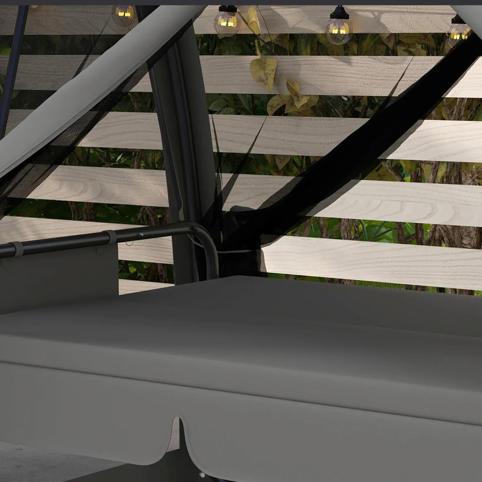 Hammock Swing Bench 3-Seater UV-Resistant Powder Coated with Mesh Canopy Grey