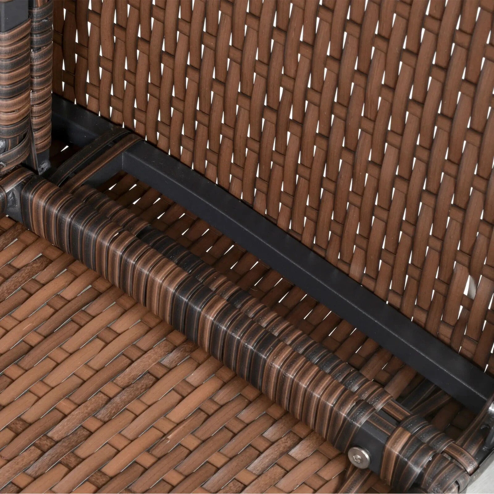 Brown Rattan Furniture Patio Sofa Set with Glass Dining Table & Chairs Cushion