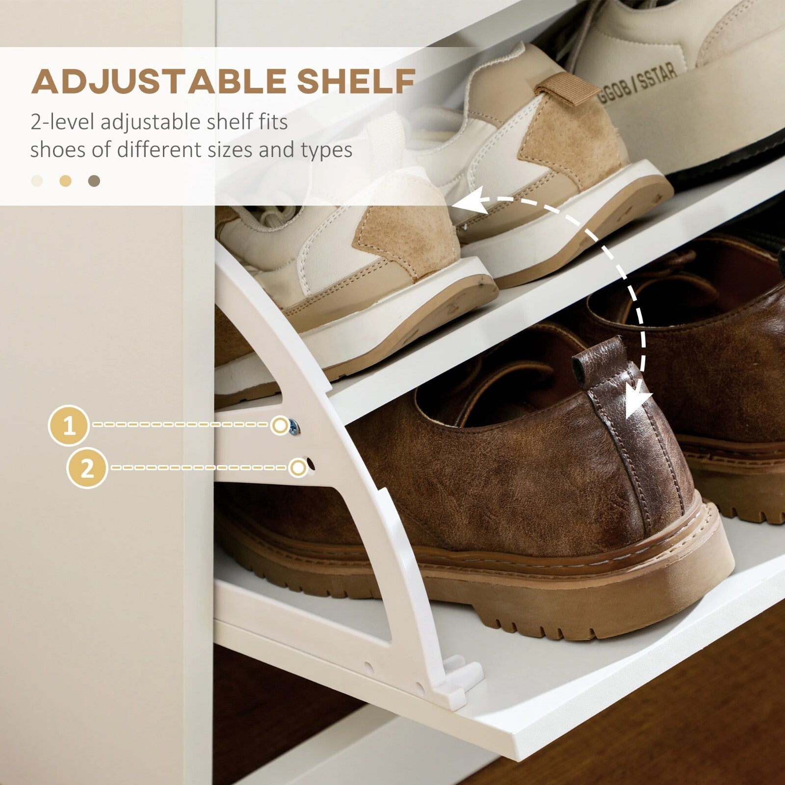 Narrow Shoe Storage Cabinet with 2 Flip Drawers Slim Entryway Shoe Cupboard Unit