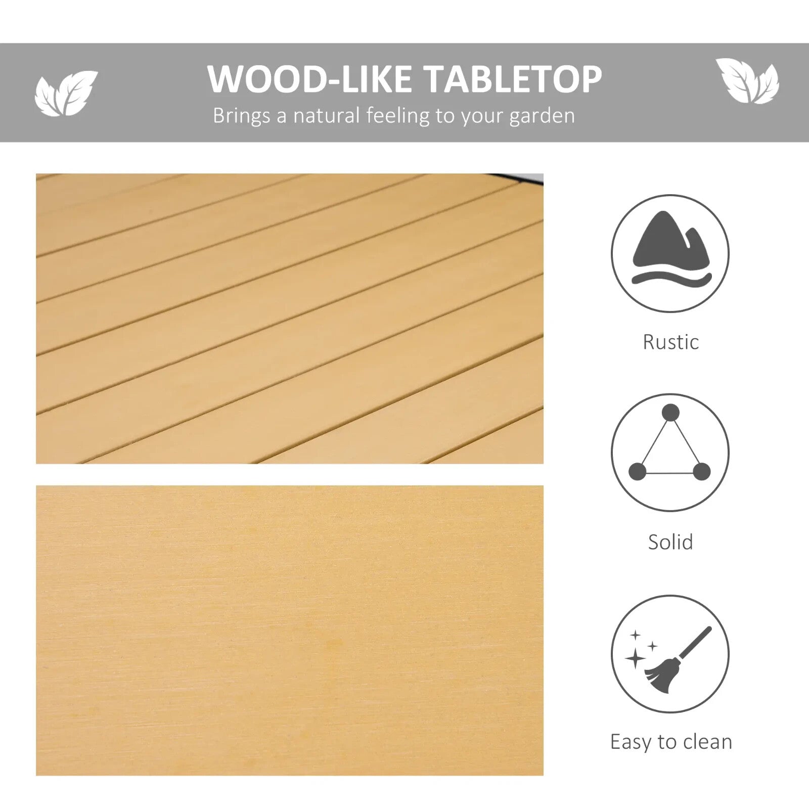 Garden Dining Table for 8 People 190 x 90 x 74 cm Aluminium Frame Faux Wood Top