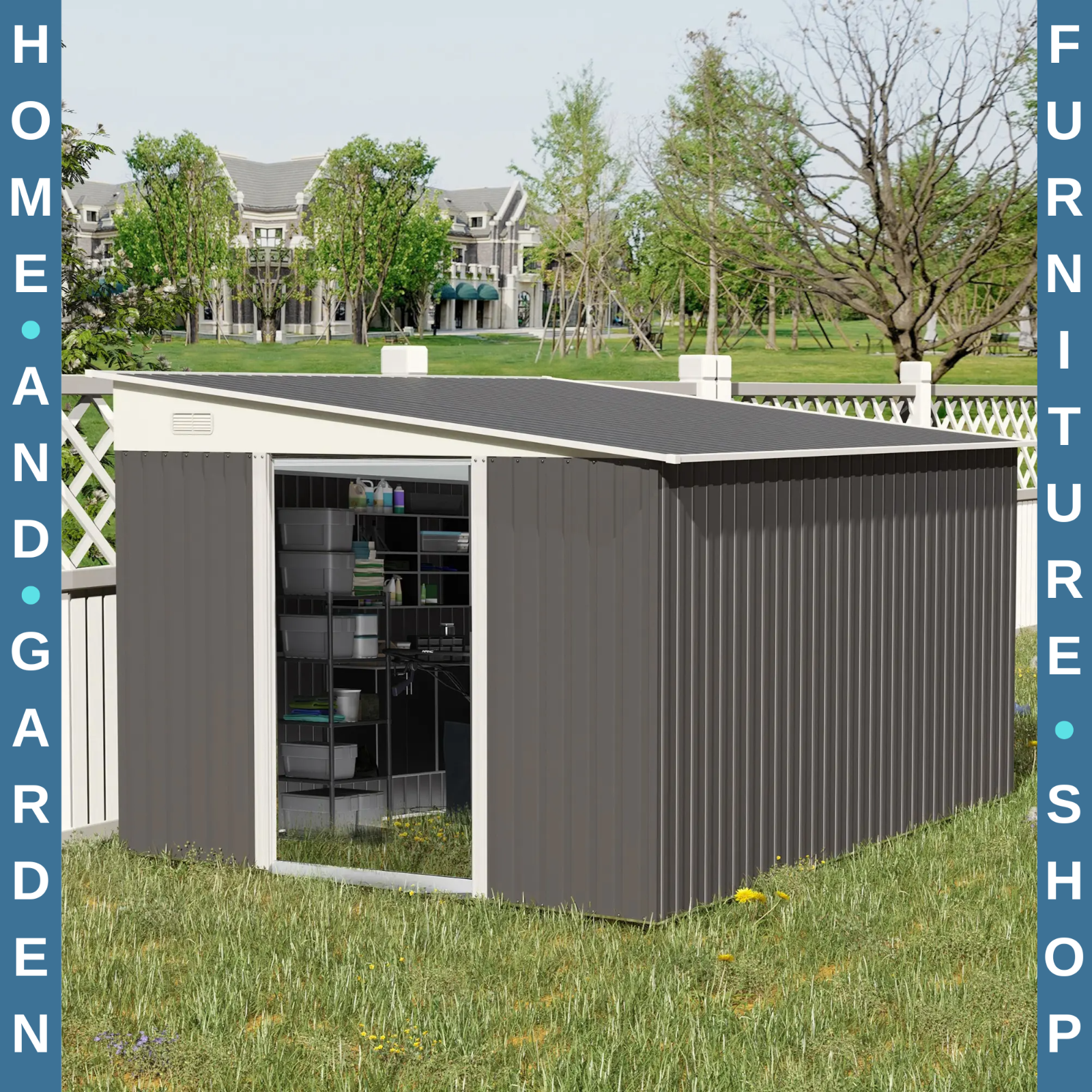 11 x 9ft Metal Garden Shed Large Outdoor Tool Storage House Lockable Double Door