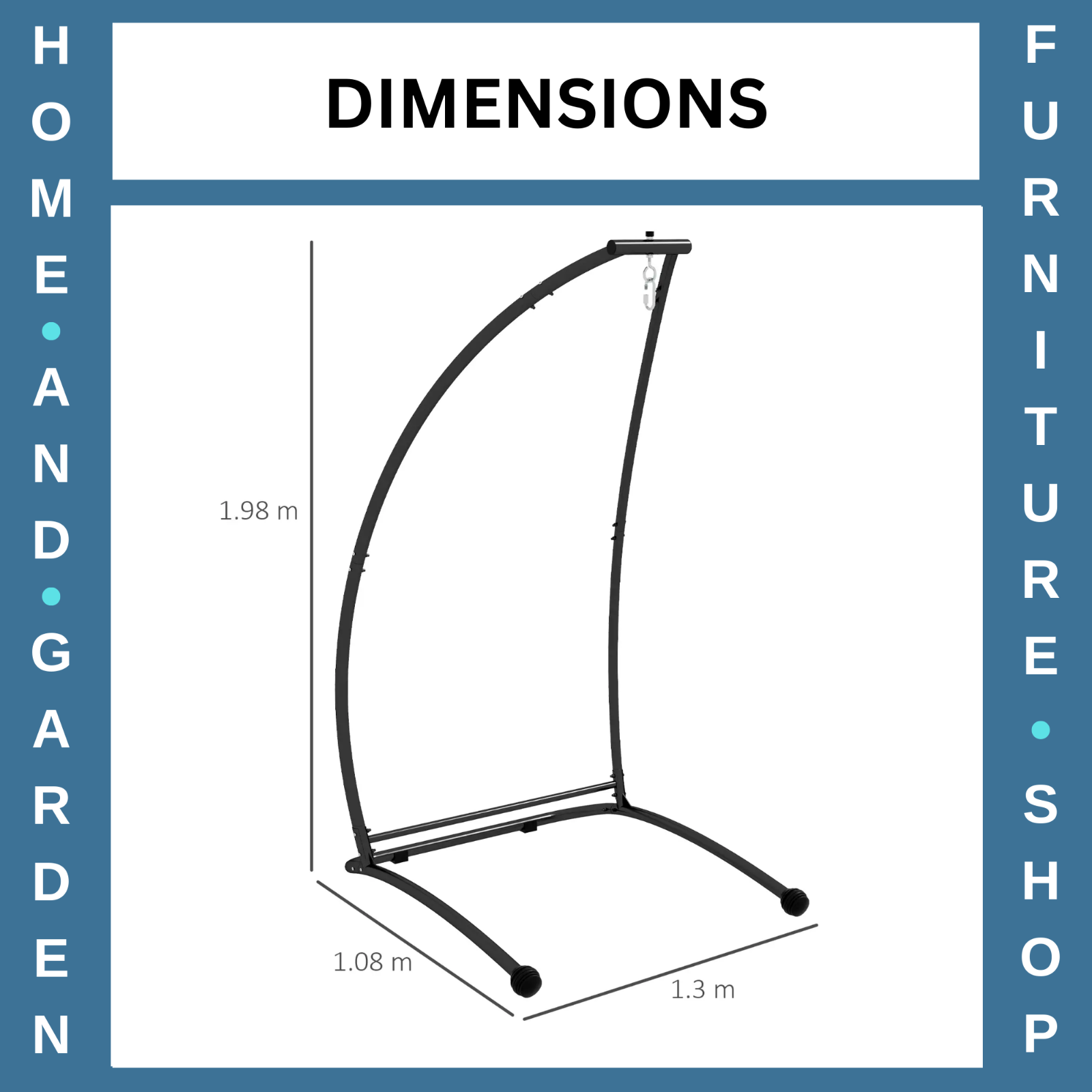 Hammock Chair Stand Hanging Egg Powder Coated Steel Frame 'C' Shape Black