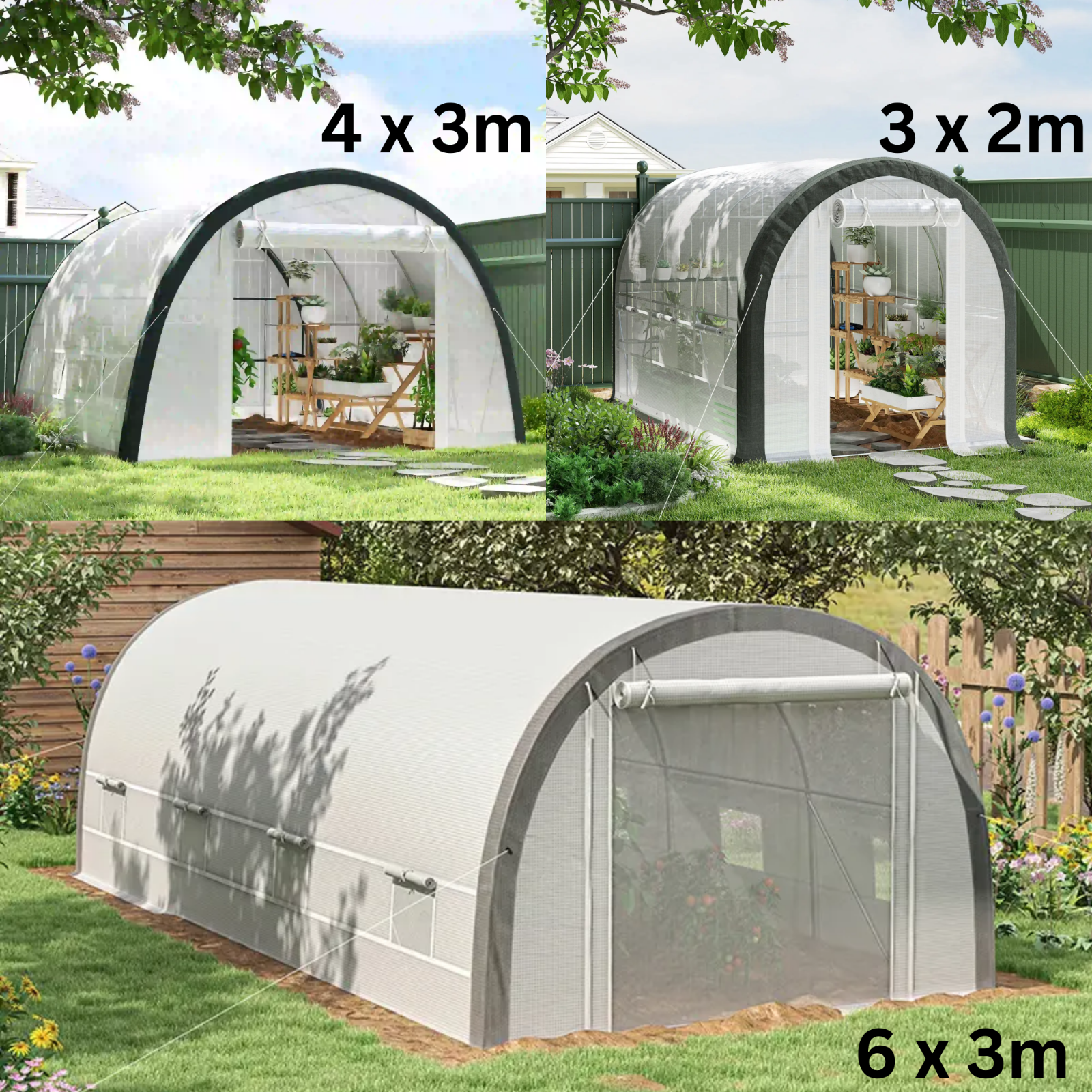 Large Walk In Polytunnel Greenhouse Plant Tent Metal Frame Outdoor Grow House