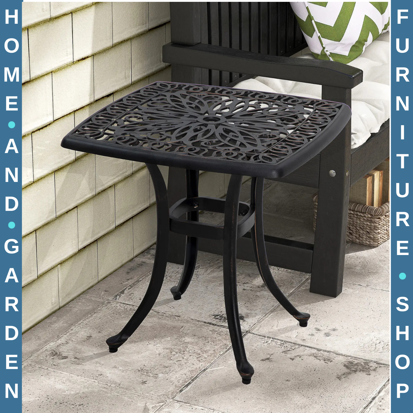 Cast Aluminium Bistro Table with Umbrella Hole - Outdoor Garden Furniture