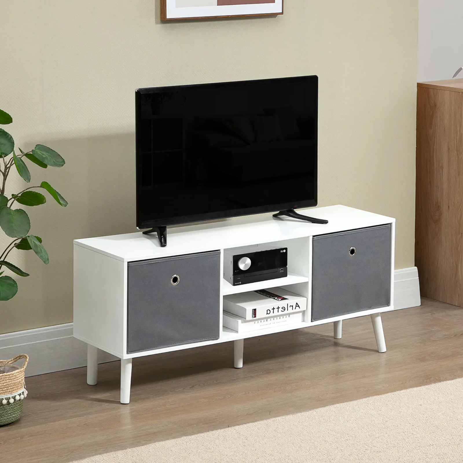 Modern Wooden TV Cabinet Stand Media Unit Retro TV Cube Storage Drawers Shelves