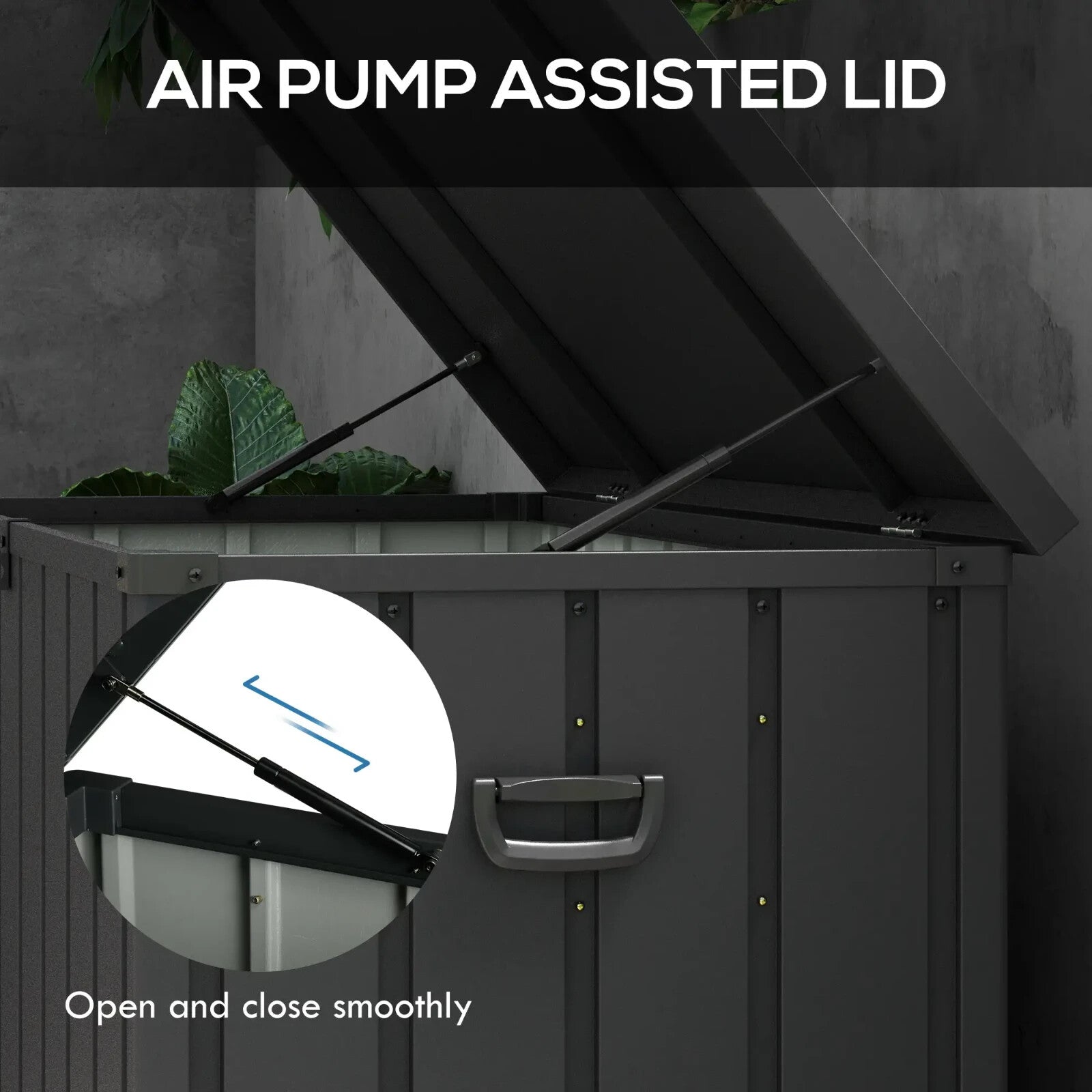 450L Galvanised Steel Garden Storage Box with Wheels Outdoor Weatherproof Chest