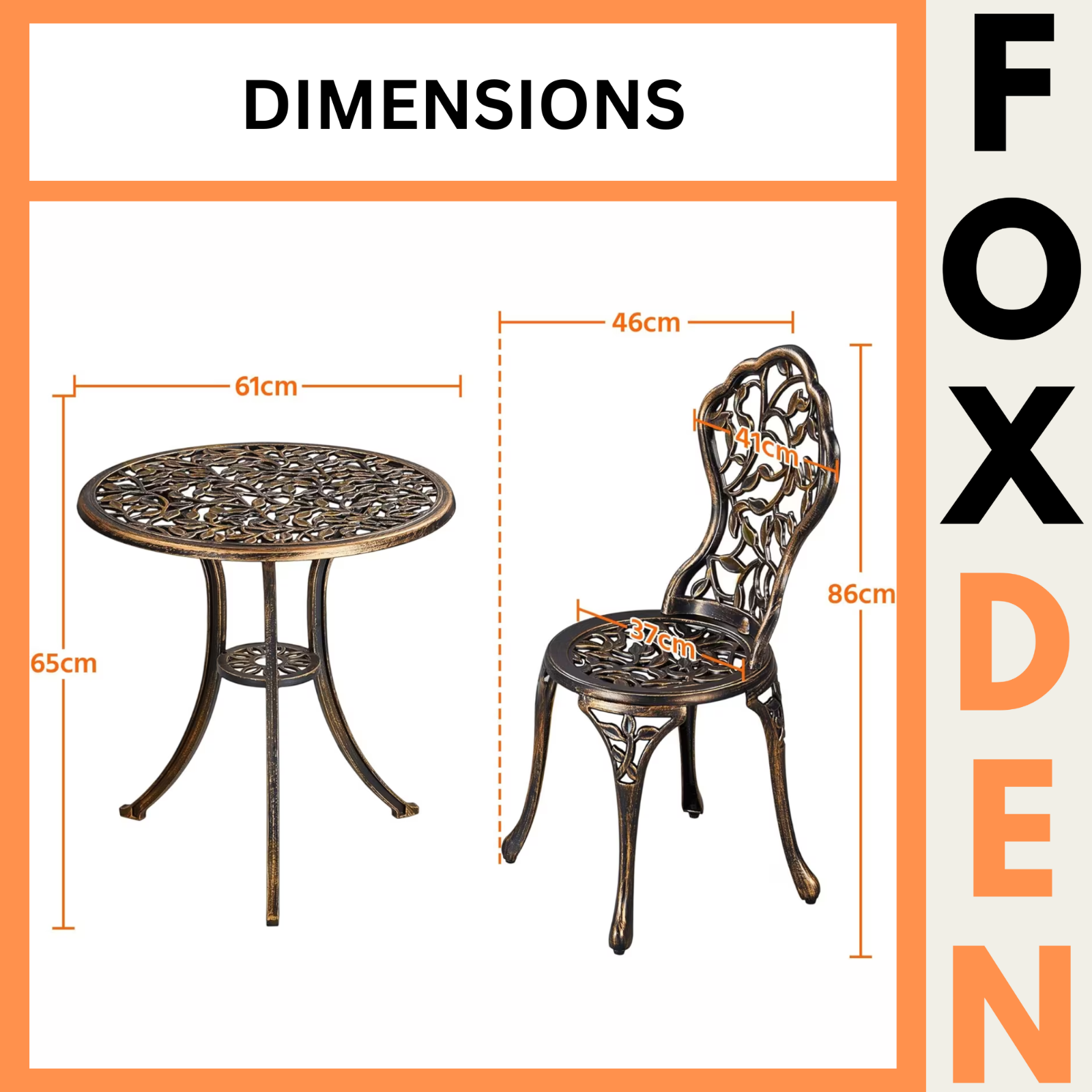 Vintage Garden Bistro Set Cast Aluminium Furniture Outdoor Patio 2 Chairs Table