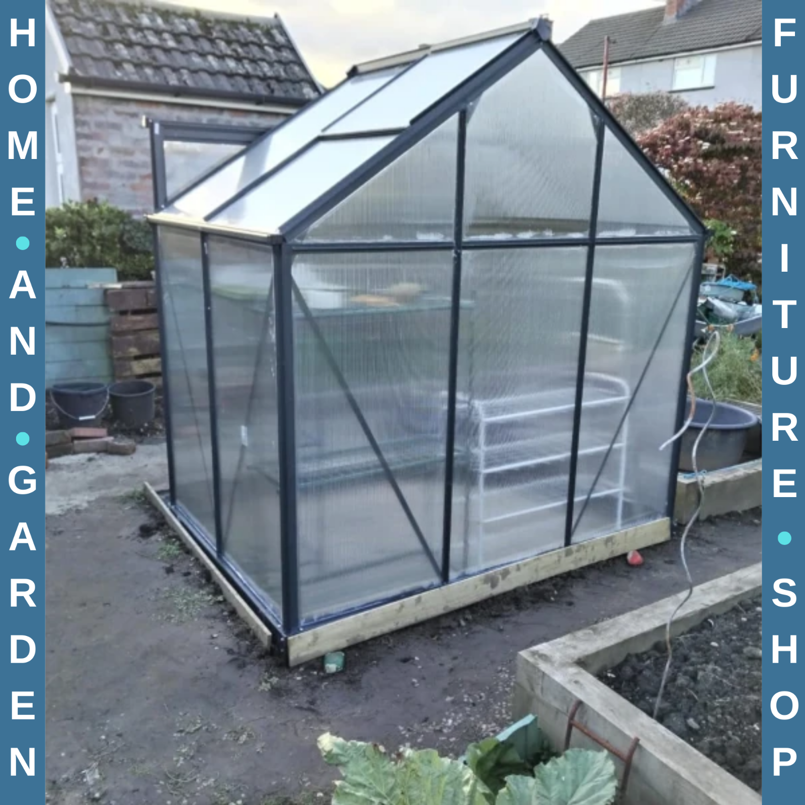 Large Walk-In Polycarbonate Greenhouse Aluminium Frame Galvanised Base Garden