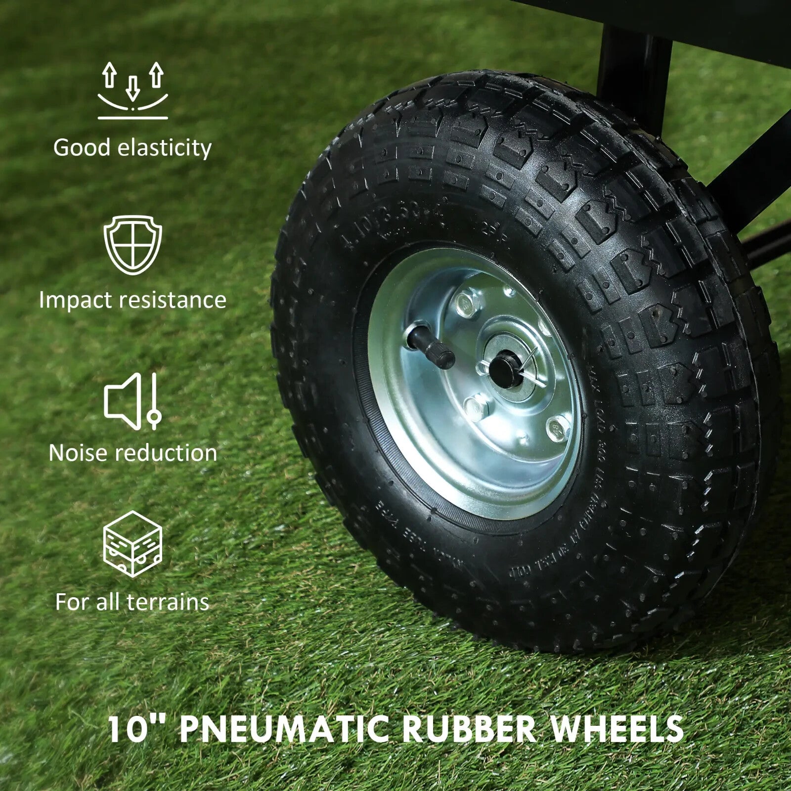 114L Steel Frame Garden Cart Trolley Heavy Duty Outdoor Utility Wagon for Tools