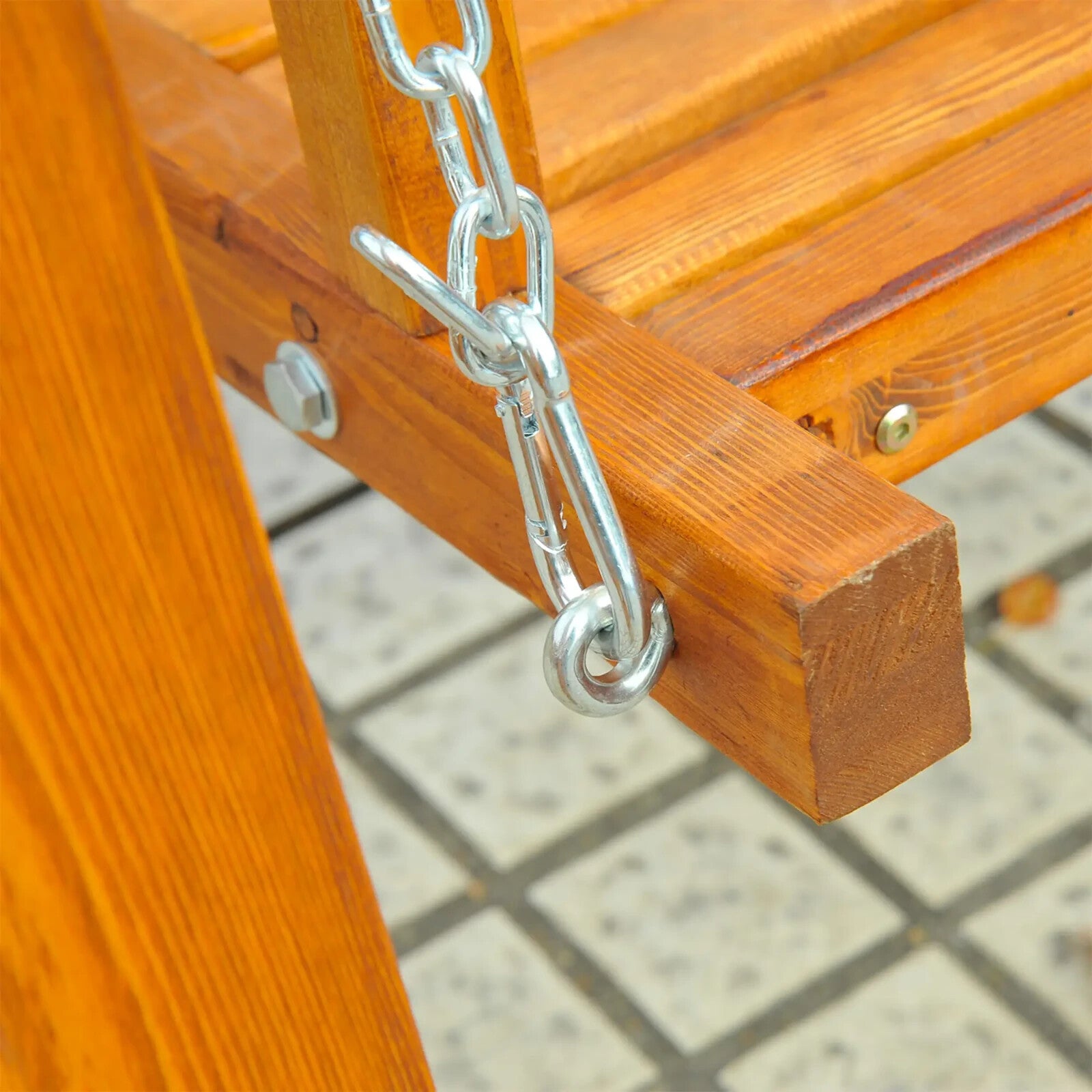 2 Seater Wooden Garden Swing Bench Lounger Outdoor Patio Chair Furniture Brown