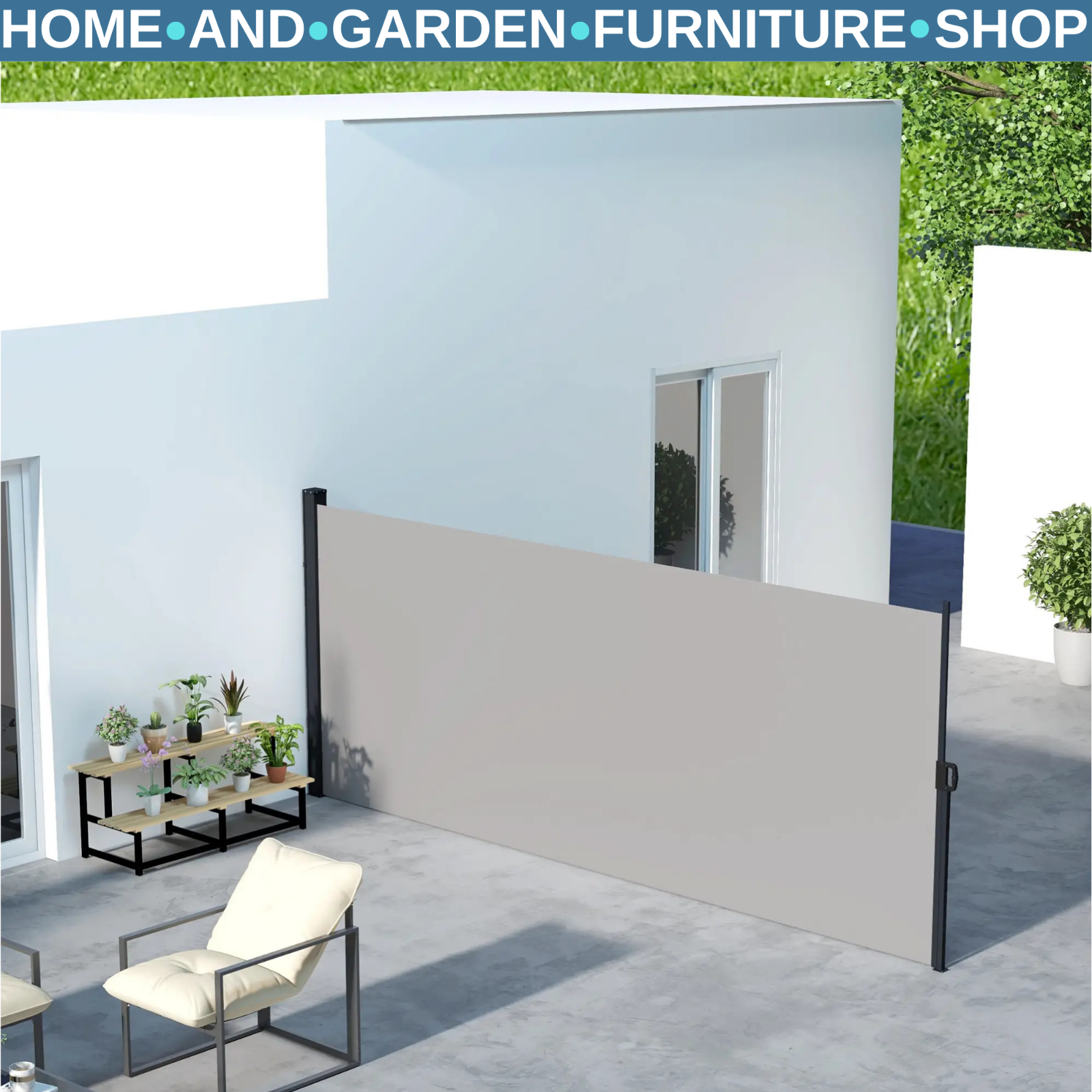 400×160cm Retractable Side Awning Outdoor Privacy Screen for Garden Balcony Pool