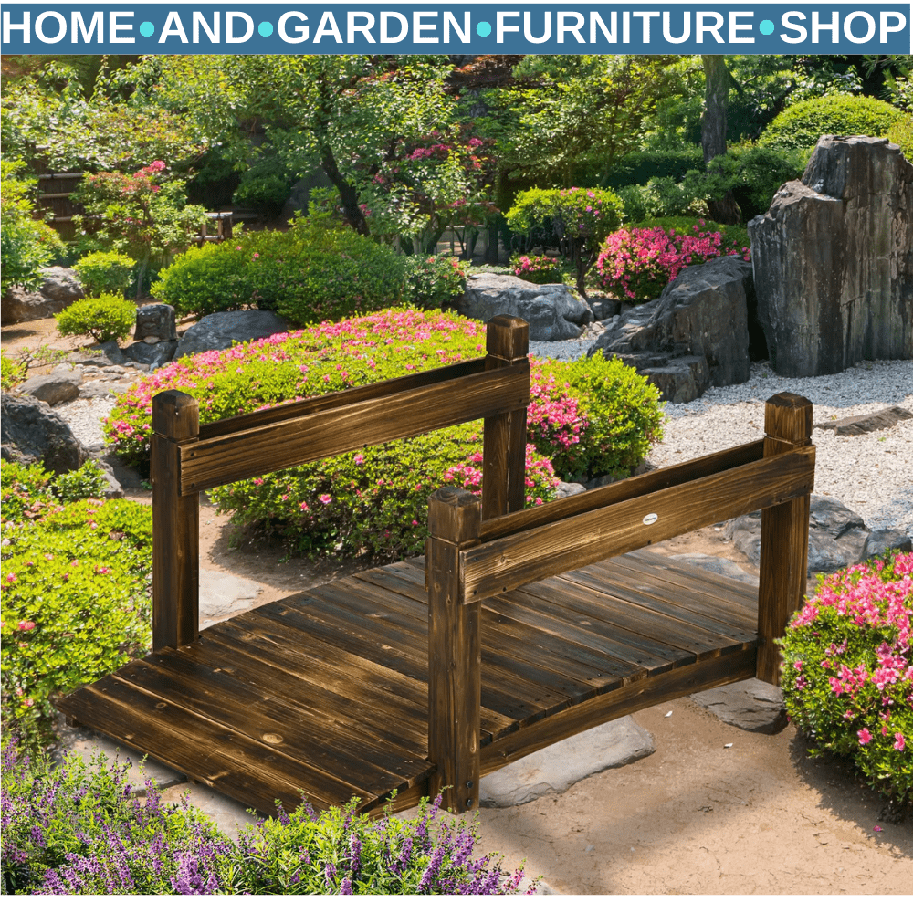 5ft Garden Bridge with Planters Safety Railings Arc Footbridge Pond or Garden - Home and Garden Furniture Shop - rustic - furniture