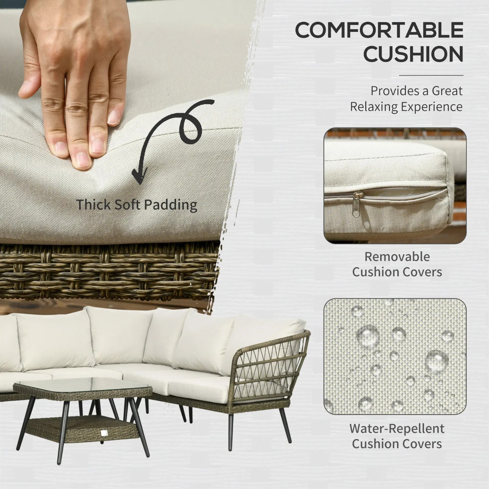 5pc Outdoor Rattan Corner Sofa Set Round and Half Round Wicker Garden Furniture - Home and Garden Furniture Shop - rustic - furniture