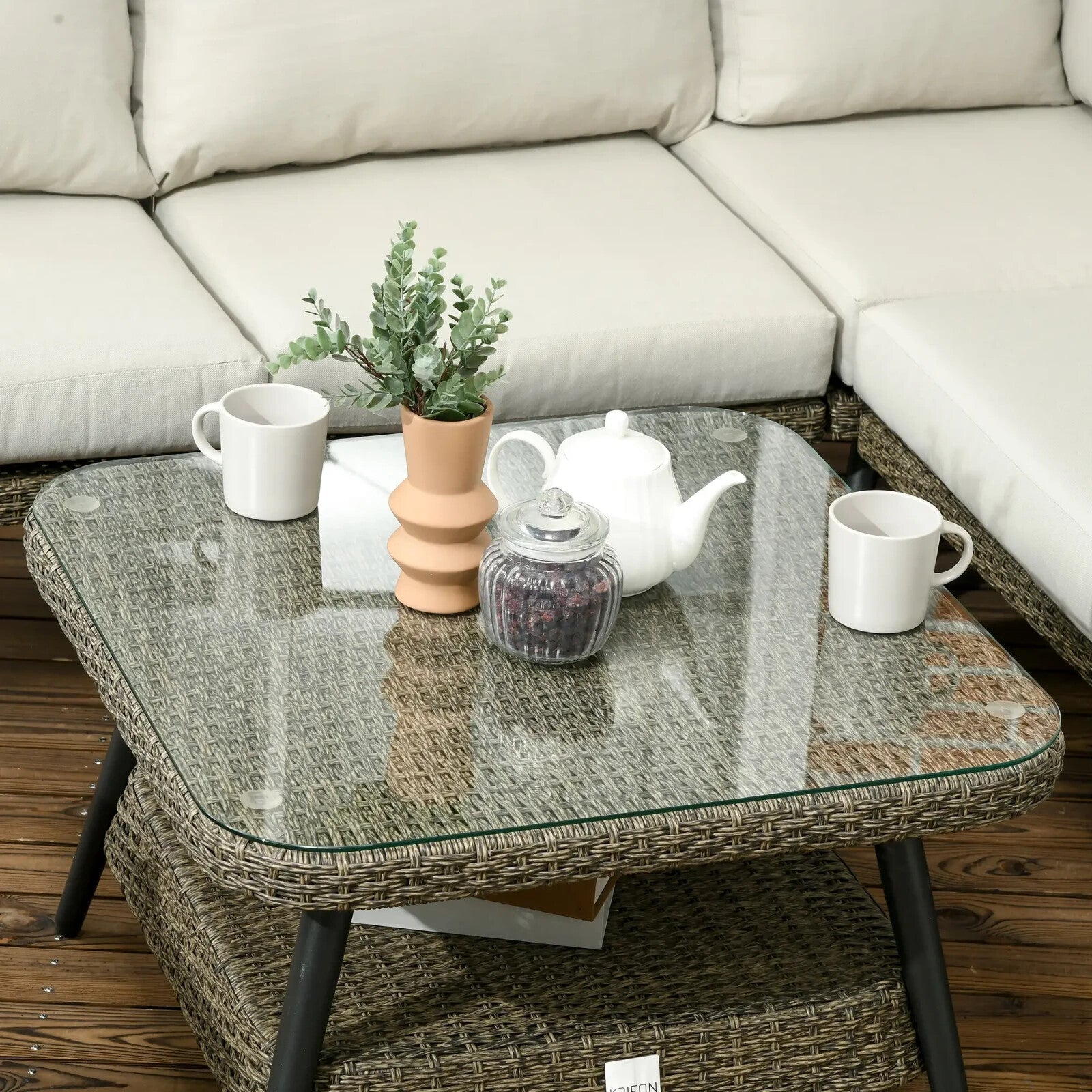 5pc Outdoor Rattan Corner Sofa Set Round and Half Round Wicker Garden Furniture - Home and Garden Furniture Shop - rustic - furniture