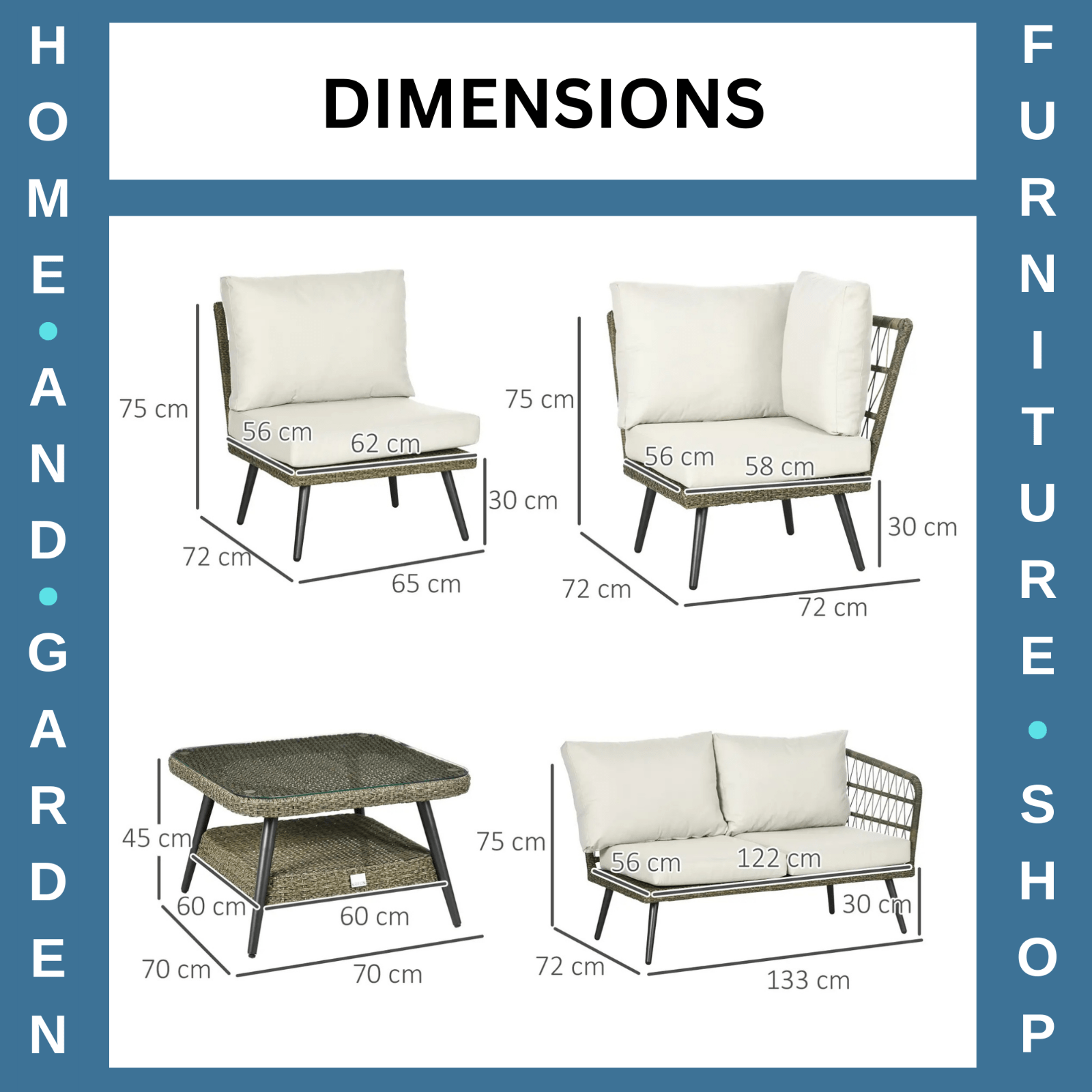 5pc Outdoor Rattan Corner Sofa Set Round and Half Round Wicker Garden Furniture - Home and Garden Furniture Shop - rustic - furniture