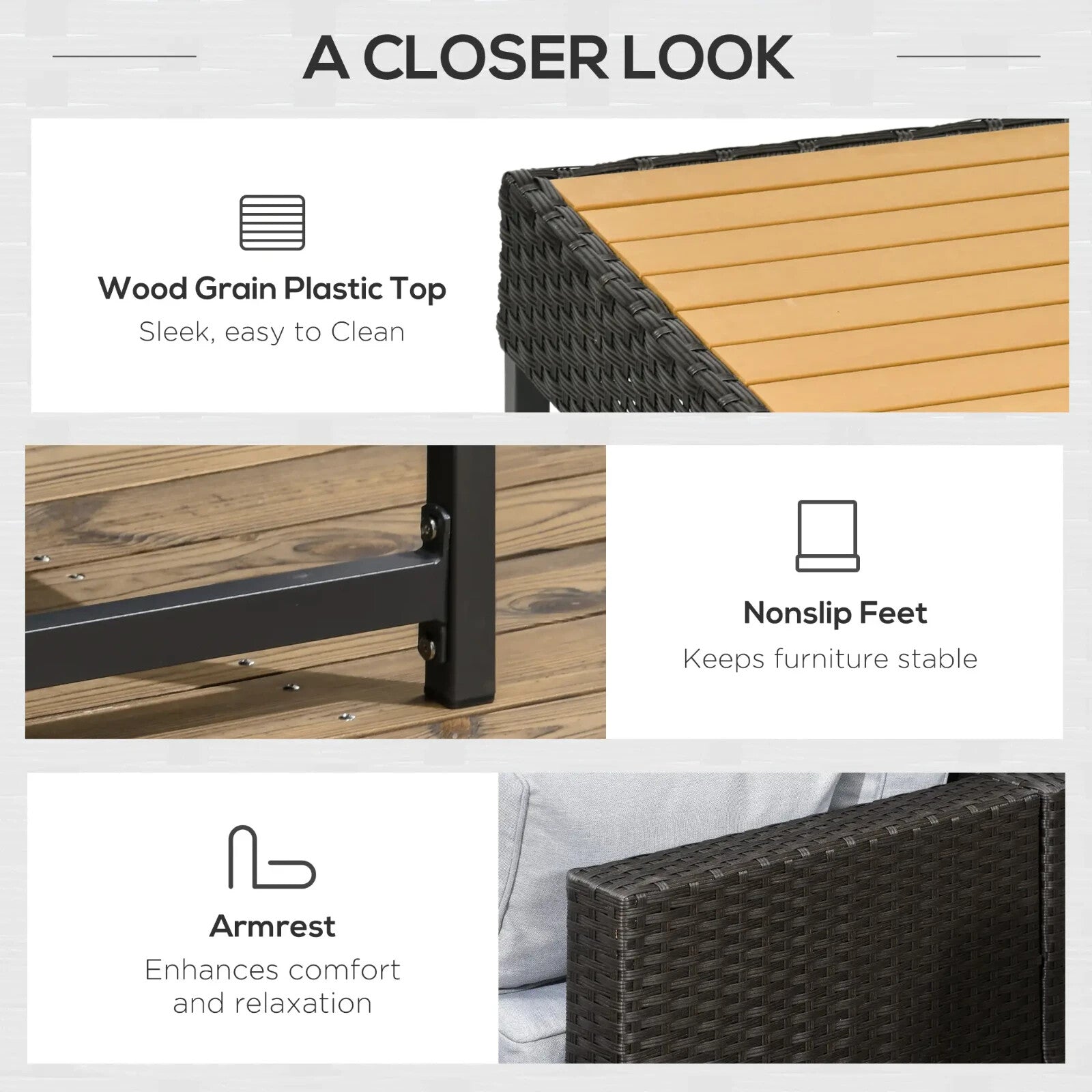 5pc Outdoor Rattan Corner Sofa Set Wicker Garden Patio Furniture with Cushions - Home and Garden Furniture Shop - rustic - furniture