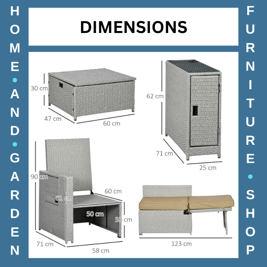 5pc PE Rattan Sun Lounger Recliner Set with Adjustable Backrest Storage & Table - Home and Garden Furniture Shop - rustic - furniture