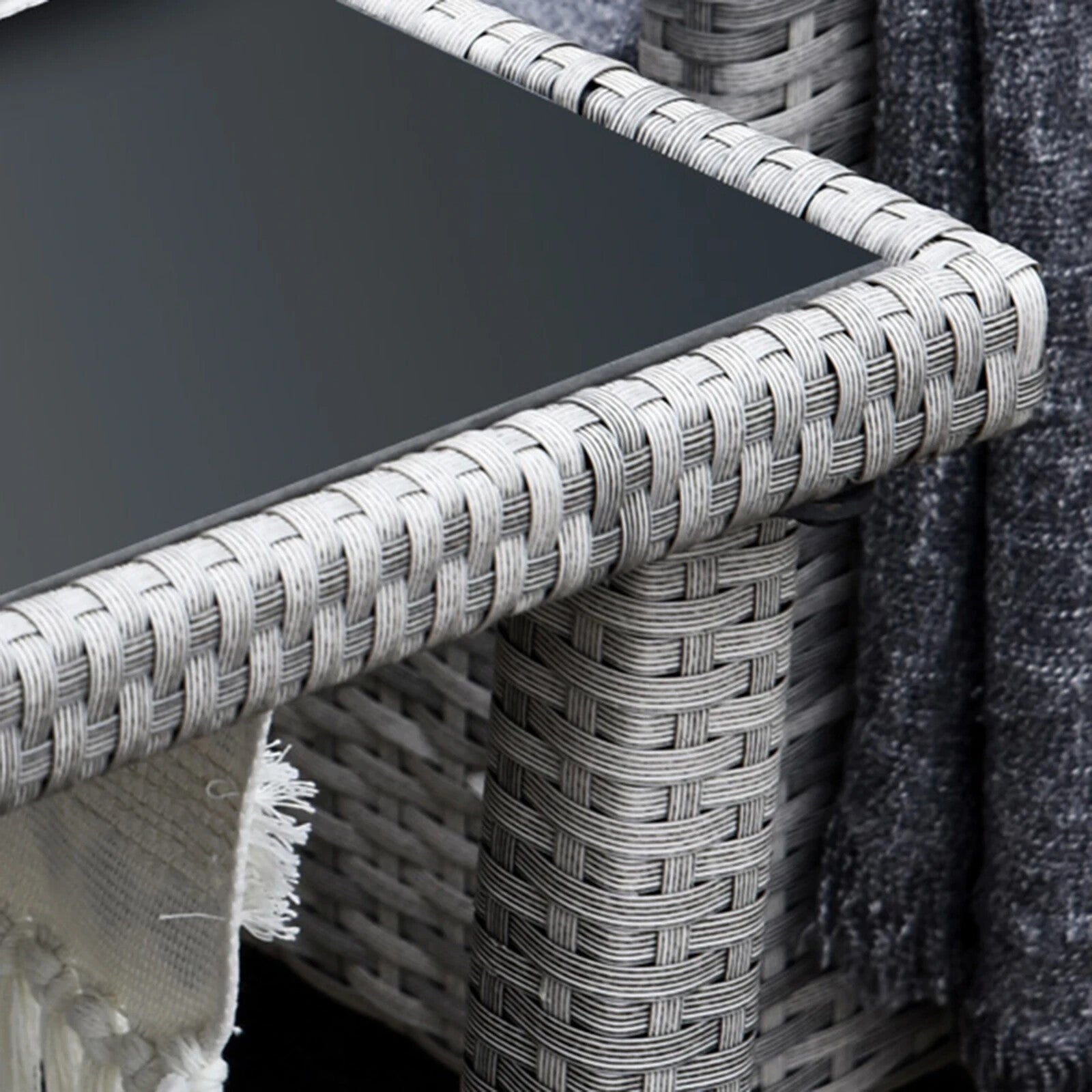 5Pcs Rattan Dining Set Corner Sofa Garden Furniture Set Coffee Table Footstool - Home and Garden Furniture Shop - rustic - furniture