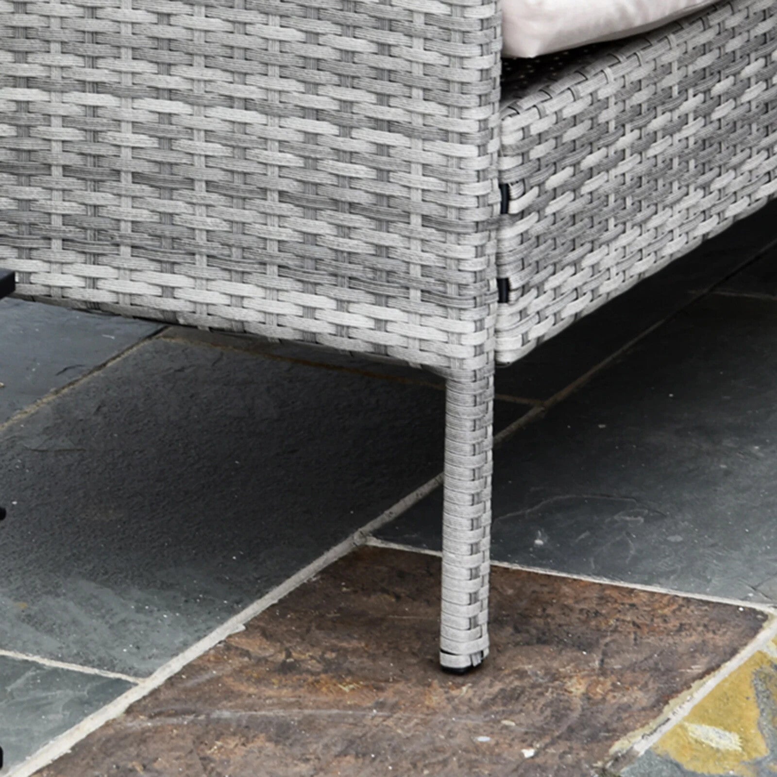 5Pcs Rattan Dining Set Corner Sofa Garden Furniture Set Coffee Table Footstool - Home and Garden Furniture Shop - rustic - furniture