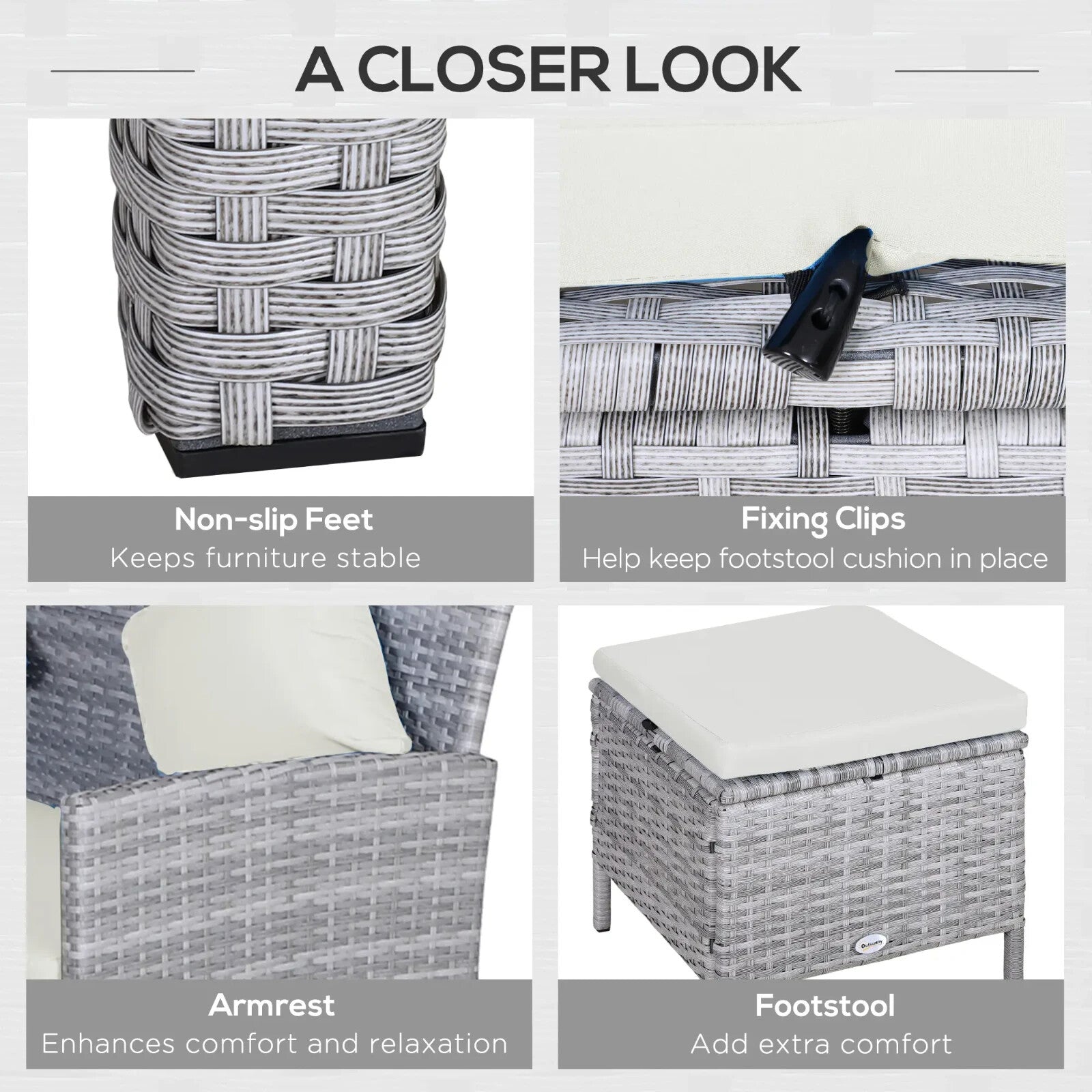 5Pcs Rattan Dining Set Corner Sofa Garden Furniture Set Coffee Table Footstool - Home and Garden Furniture Shop - rustic - furniture