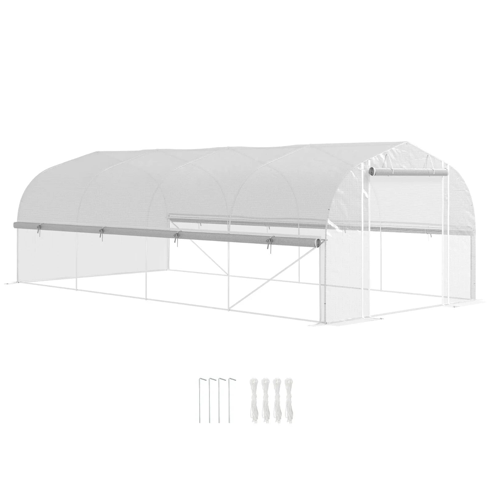 6 × 3 × 2 m Walk In Polytunnel Greenhouse with Mesh Windows & Roll Up Sidewalls - Home and Garden Furniture Shop - rustic - furniture