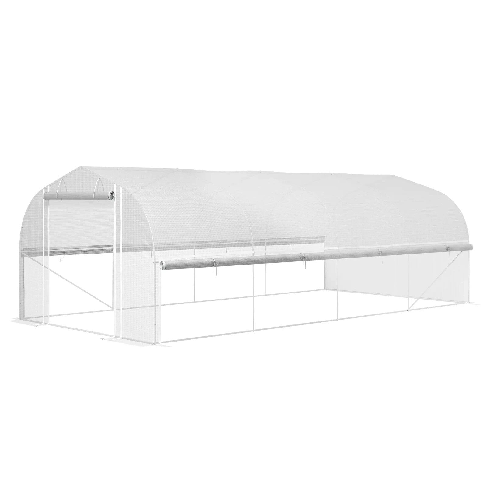 6 × 3 × 2 m Walk In Polytunnel Greenhouse with Mesh Windows & Roll Up Sidewalls - Home and Garden Furniture Shop - rustic - furniture