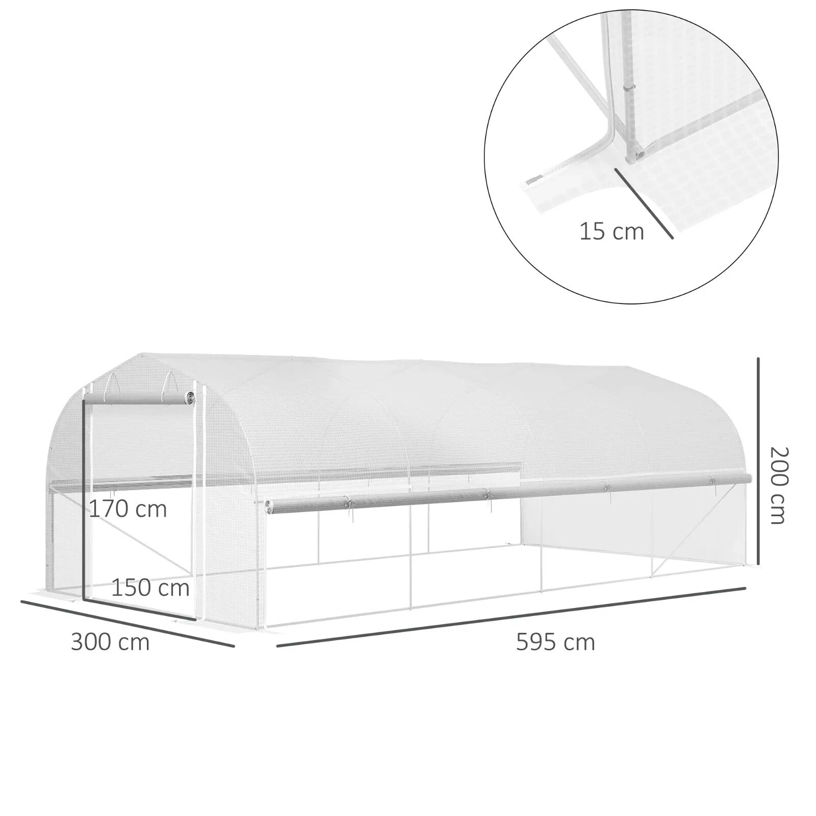 6 × 3 × 2 m Walk In Polytunnel Greenhouse with Mesh Windows & Roll Up Sidewalls - Home and Garden Furniture Shop - rustic - furniture