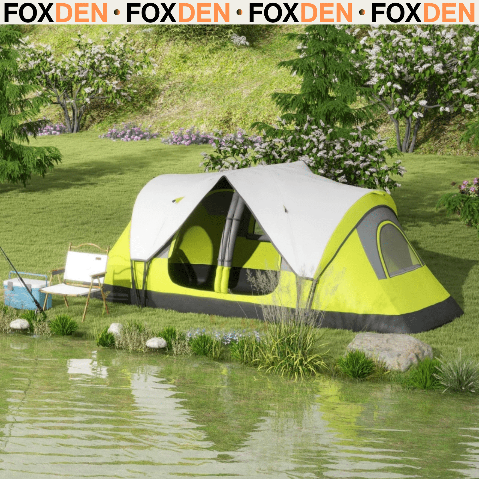 6 8 Man Camping Tent 2000mm Waterproof Multi Room Groundsheet Ventilation FOXDEN - Home and Garden Furniture Shop - rustic - furniture