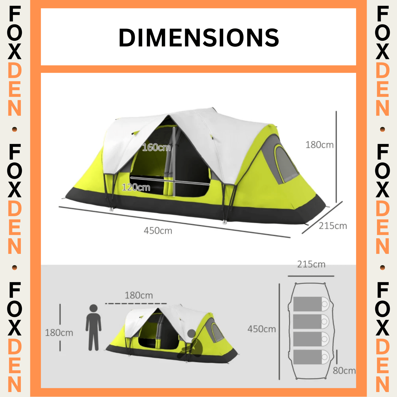6 8 Man Camping Tent 2000mm Waterproof Multi Room Groundsheet Ventilation FOXDEN - Home and Garden Furniture Shop - rustic - furniture
