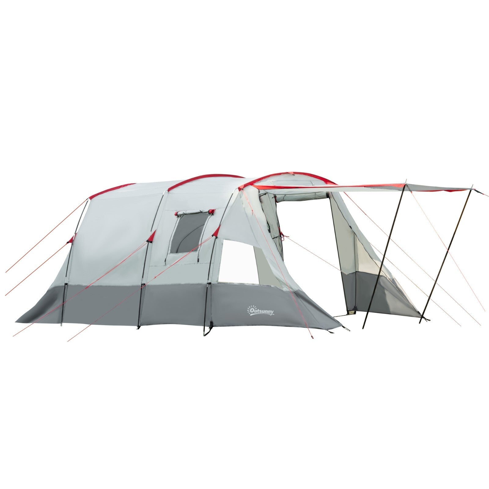 6 - 8 Person Tunnel Camping Tent with Bedroom Living Area 3 Doors and Carry Bag - Home and Garden Furniture Shop - rustic - furniture