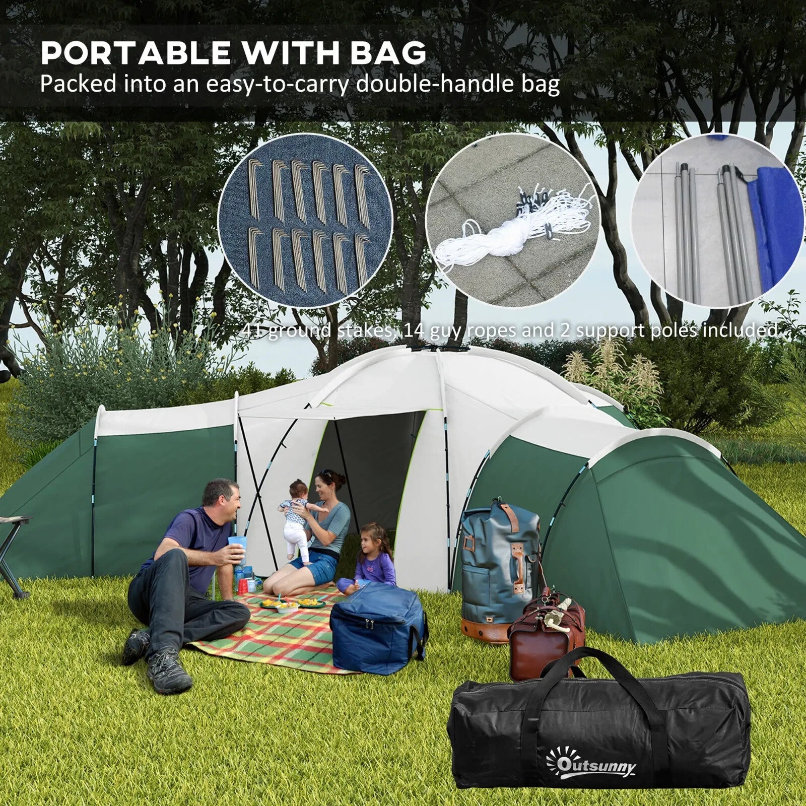 6 - 9 Man Large Tunnel Tent with Three Bedrooms & Living Room for Camping & Hiking - Home and Garden Furniture Shop - rustic - furniture