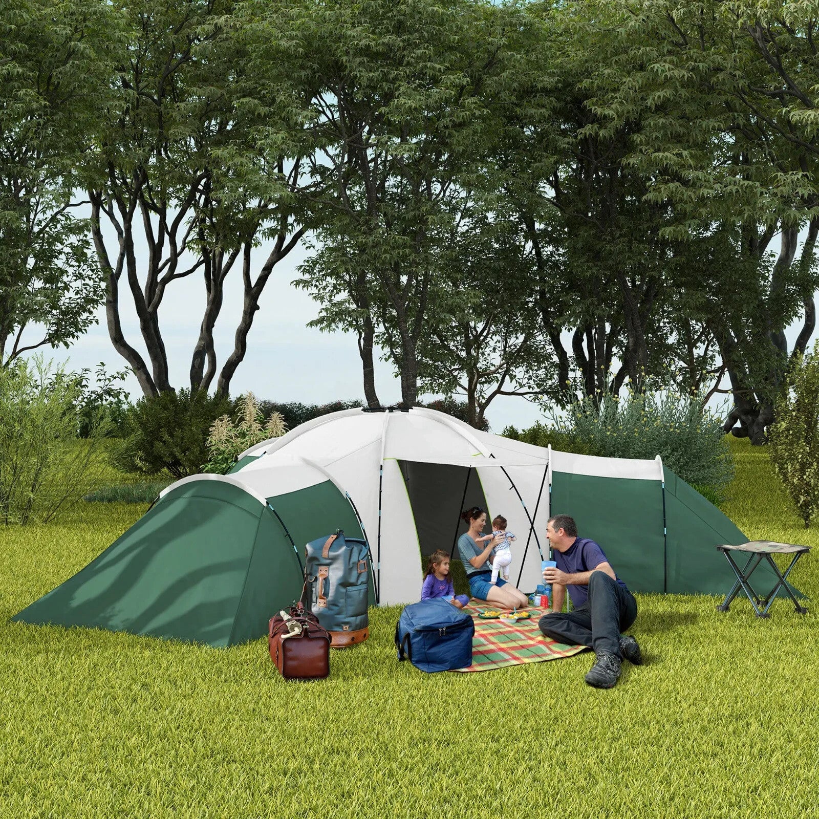 6 - 9 Man Large Tunnel Tent with Three Bedrooms & Living Room for Camping & Hiking - Home and Garden Furniture Shop - rustic - furniture