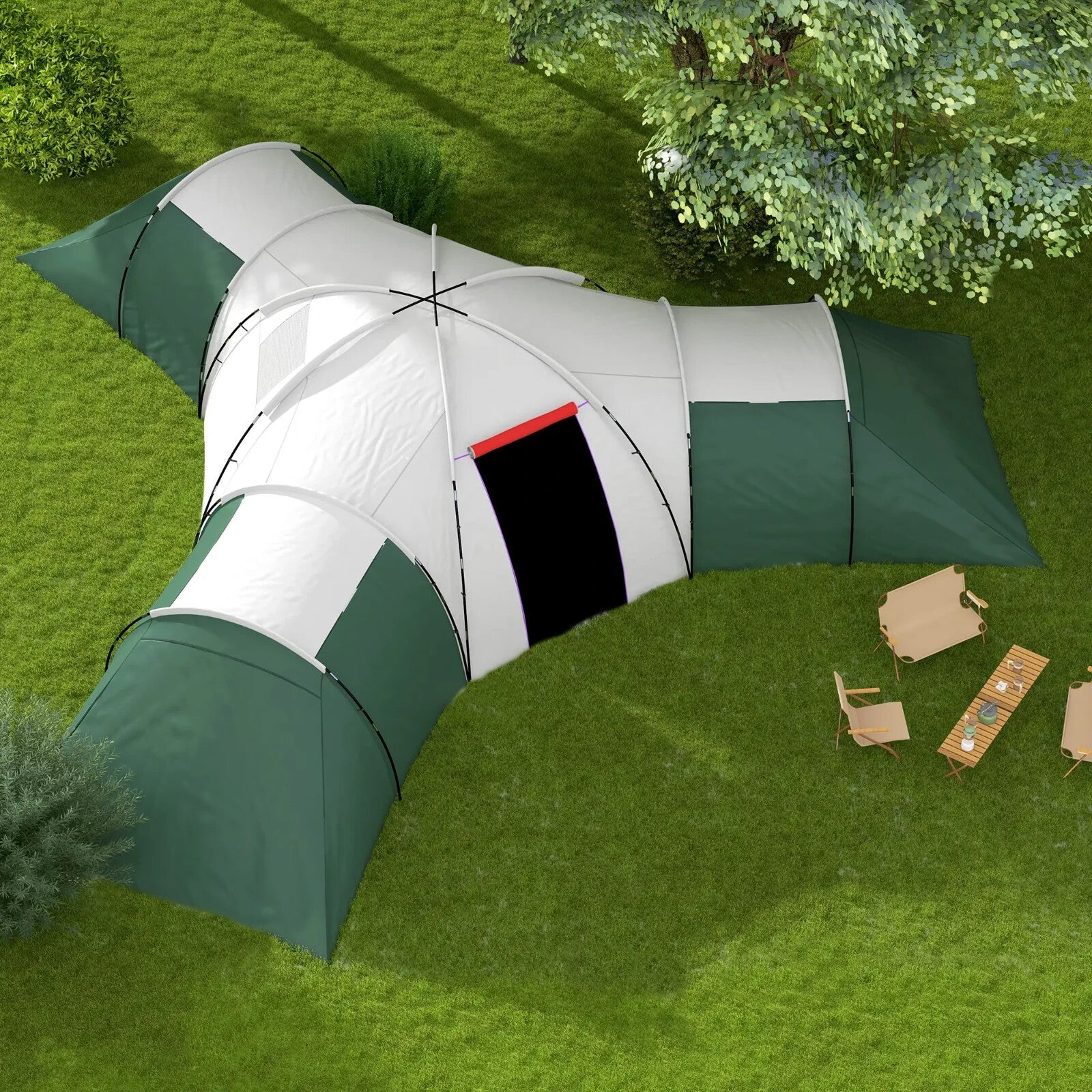 6 - 9 Man Large Tunnel Tent with Three Bedrooms & Living Room for Camping & Hiking - Home and Garden Furniture Shop - rustic - furniture